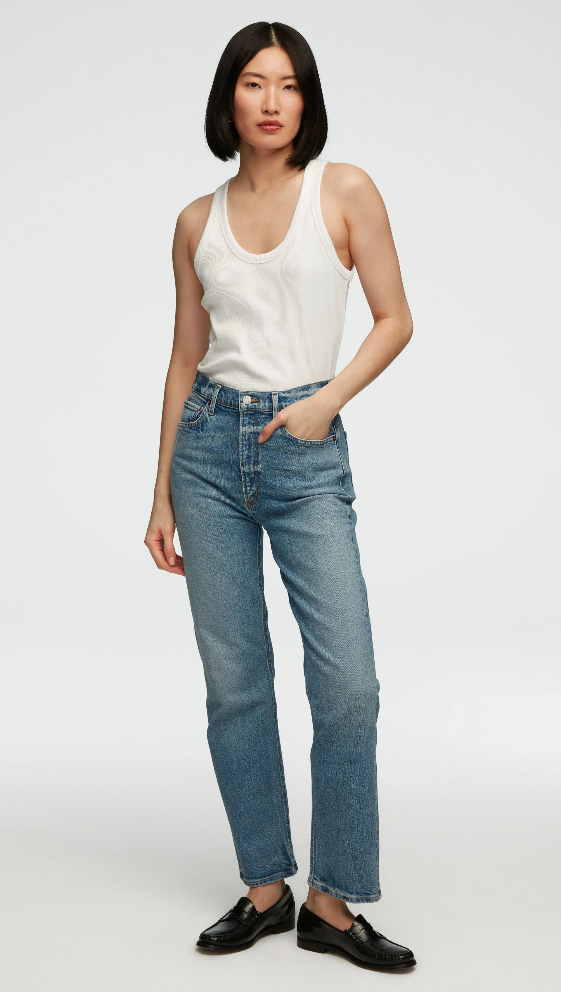 Ribbed Tank in Cotton Elastane | White - Image 2