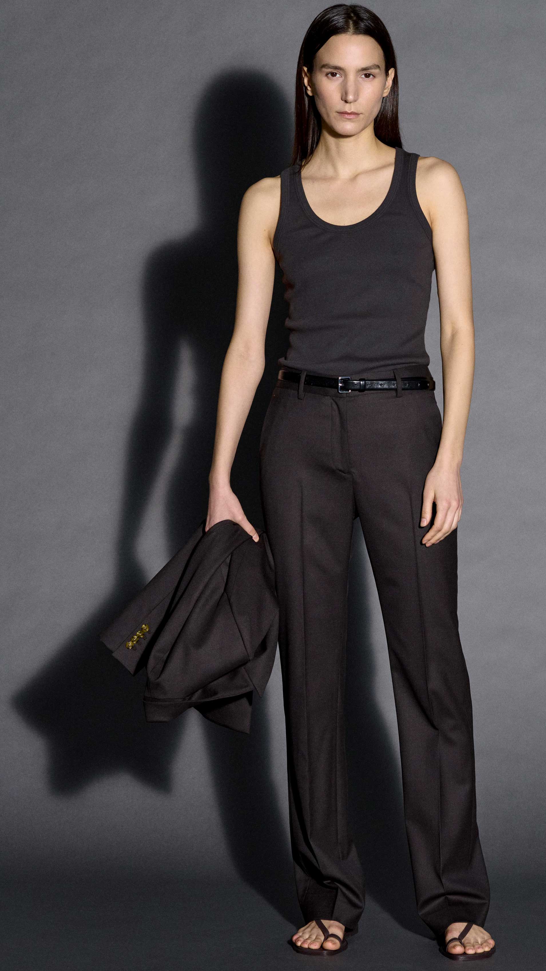 Ribbed Tank in Cotton Elastane | Smoke - Image 5