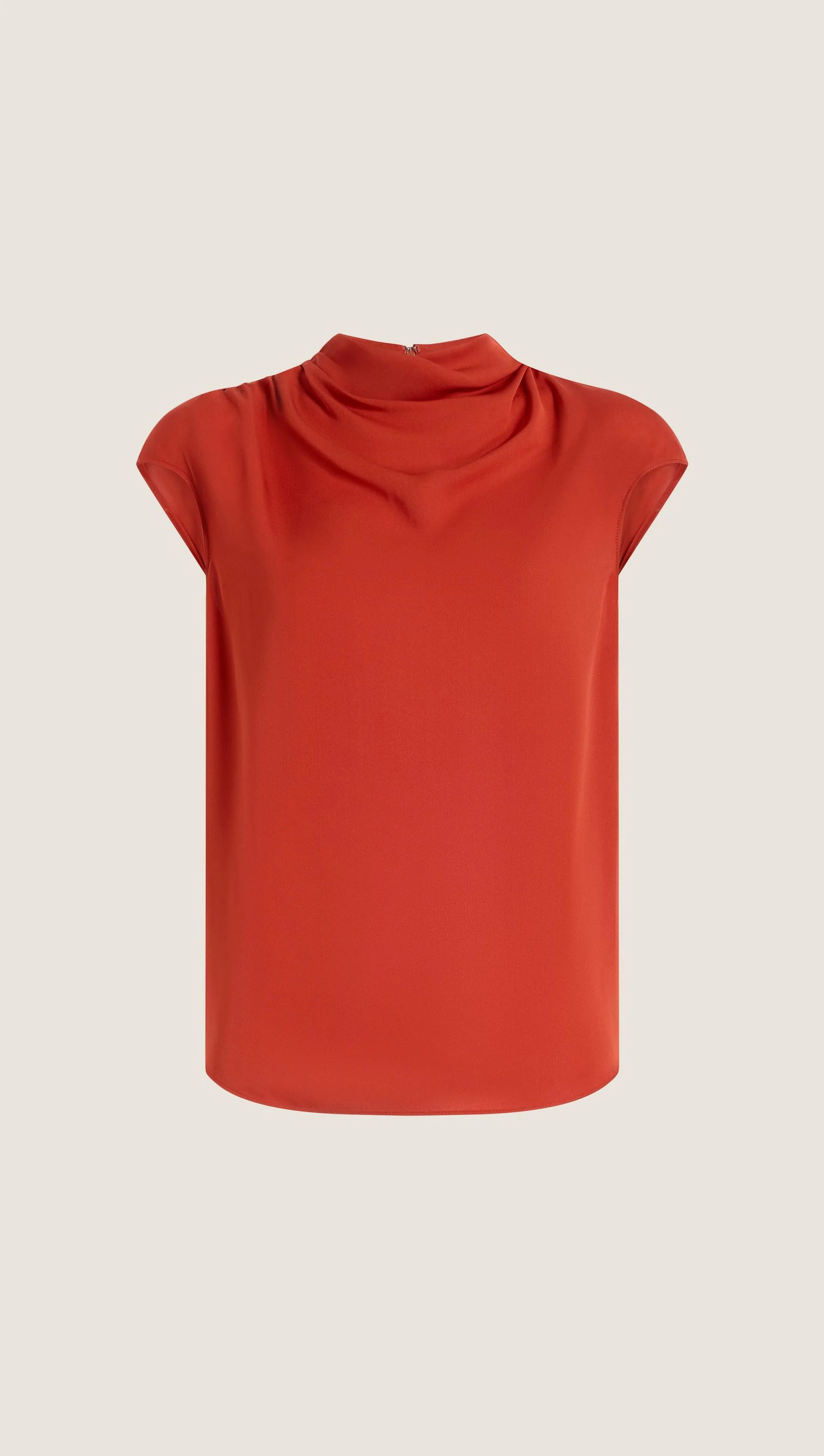 Ruched Blouse in Double Georgette | Deep Persimmon - Image 7