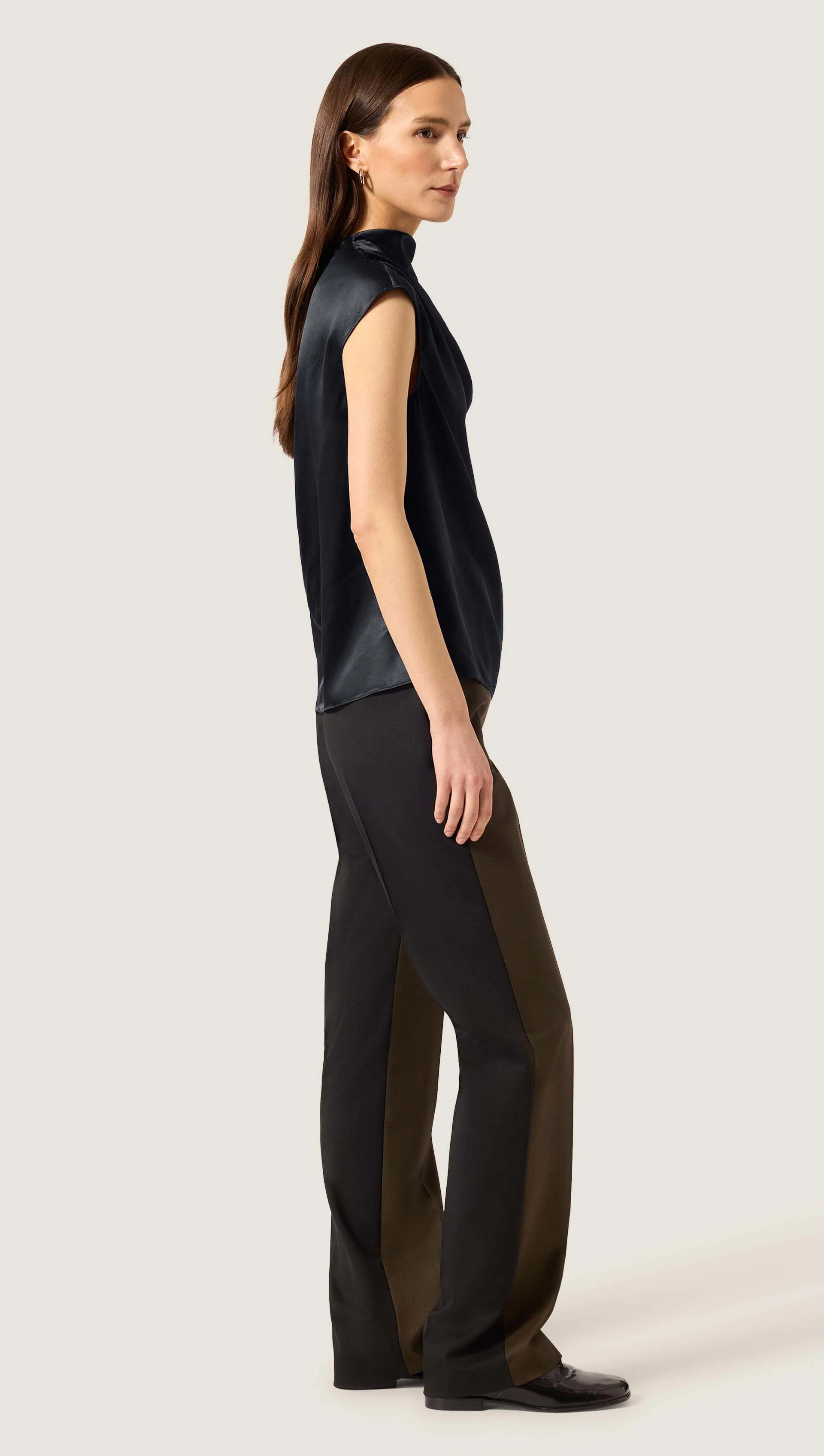 Ruched Blouse in Silk Charmeuse | Black - Image 5