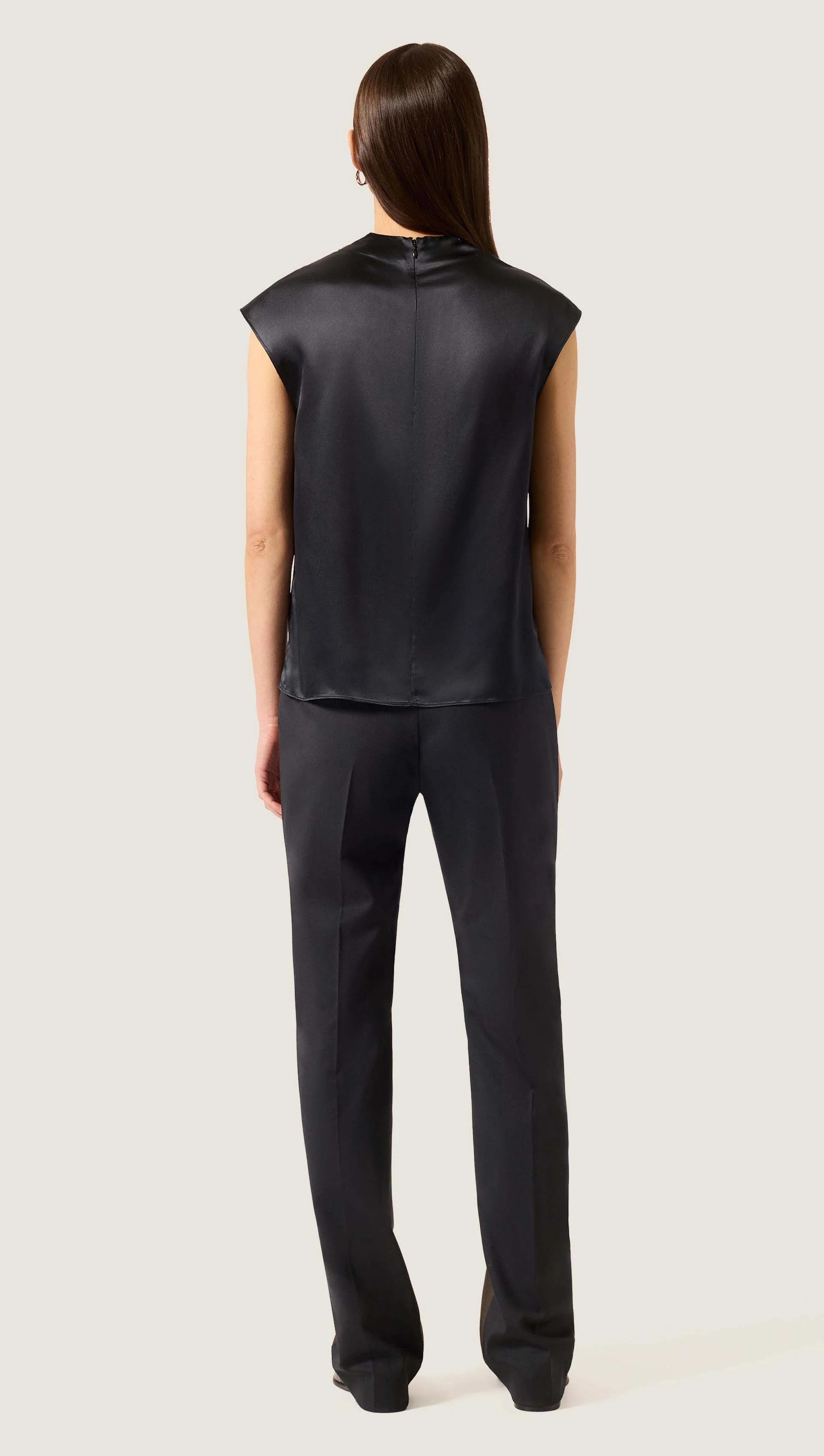 Ruched Blouse in Silk Charmeuse | Black - Image 6