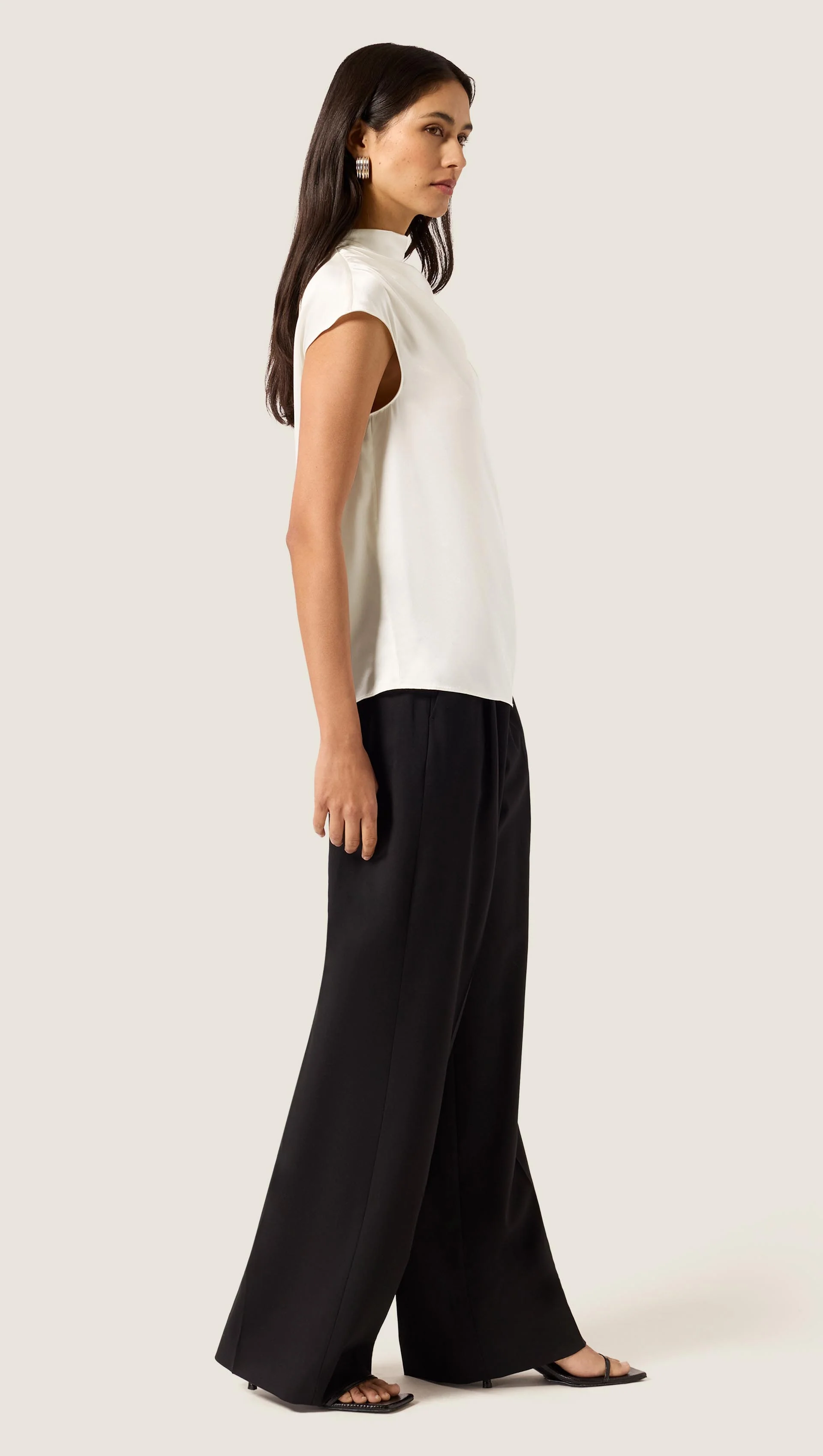 Ruched Blouse in Silk Charmeuse | Ivory - Image 4