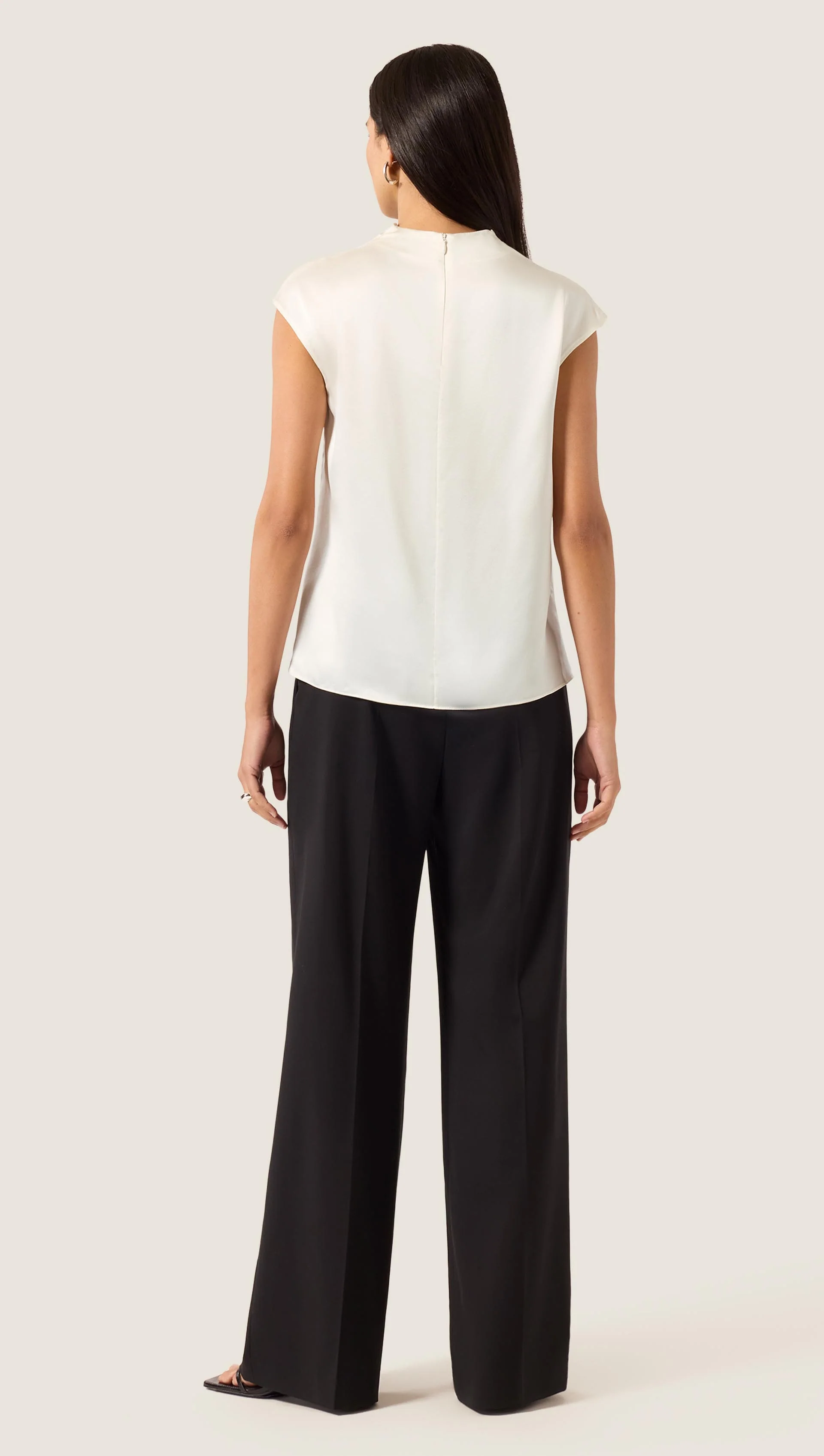 Ruched Blouse in Silk Charmeuse | Ivory - Image 5