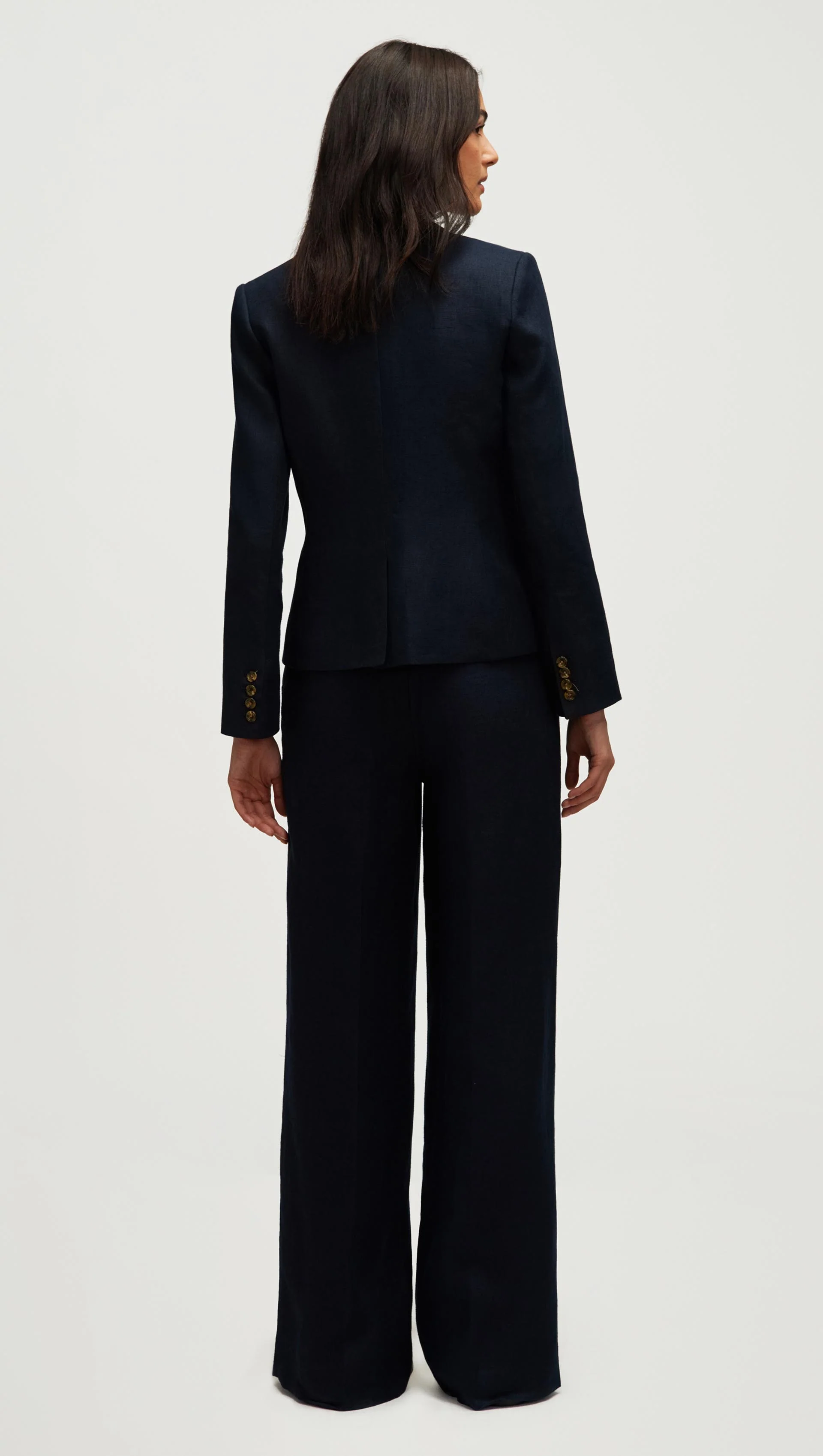 Schoolboy Blazer in Basket Weave Linen | Midnight - Image 6