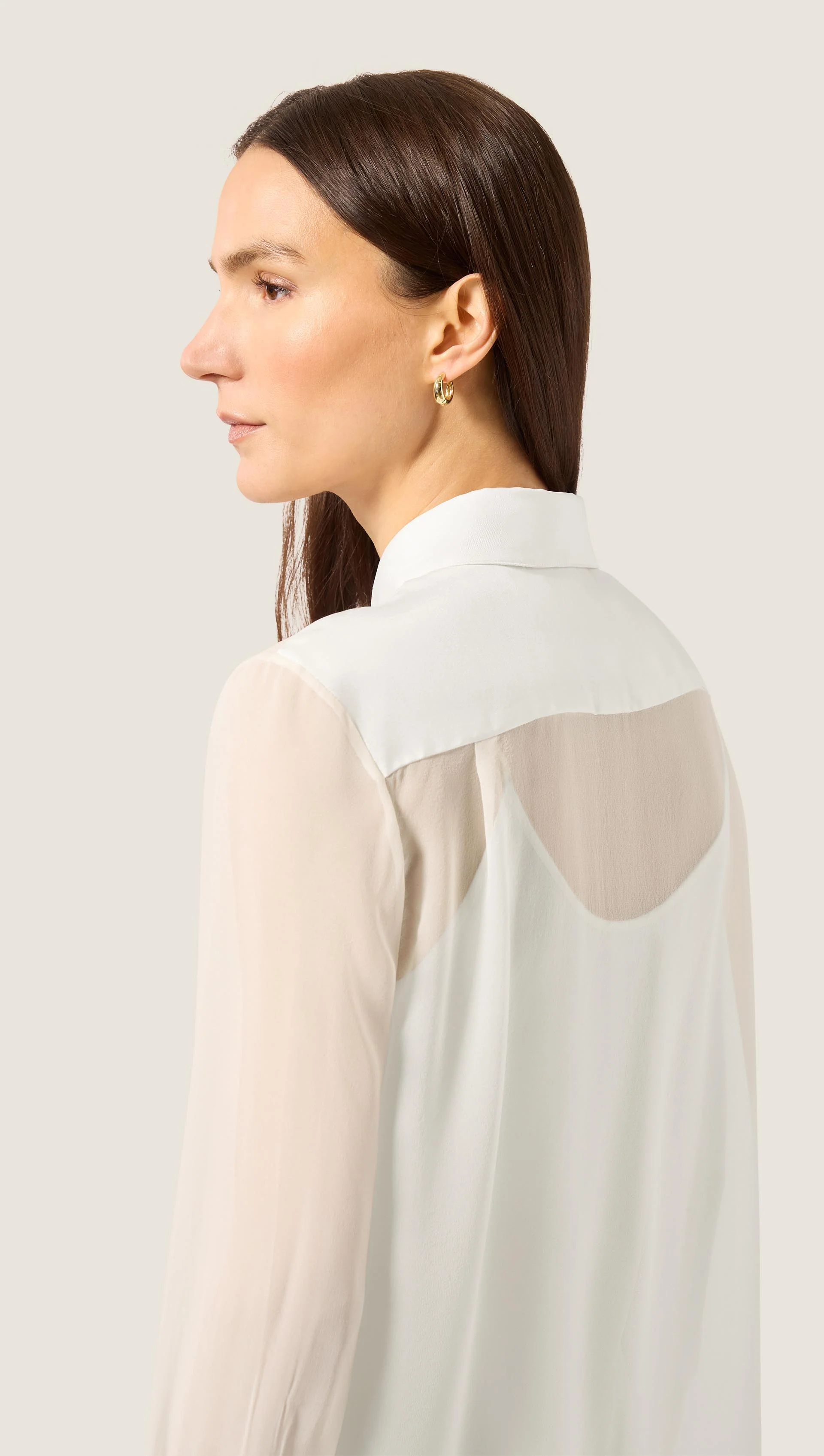 Sheer Blouse in Silk Georgette | Ivory - Image 4