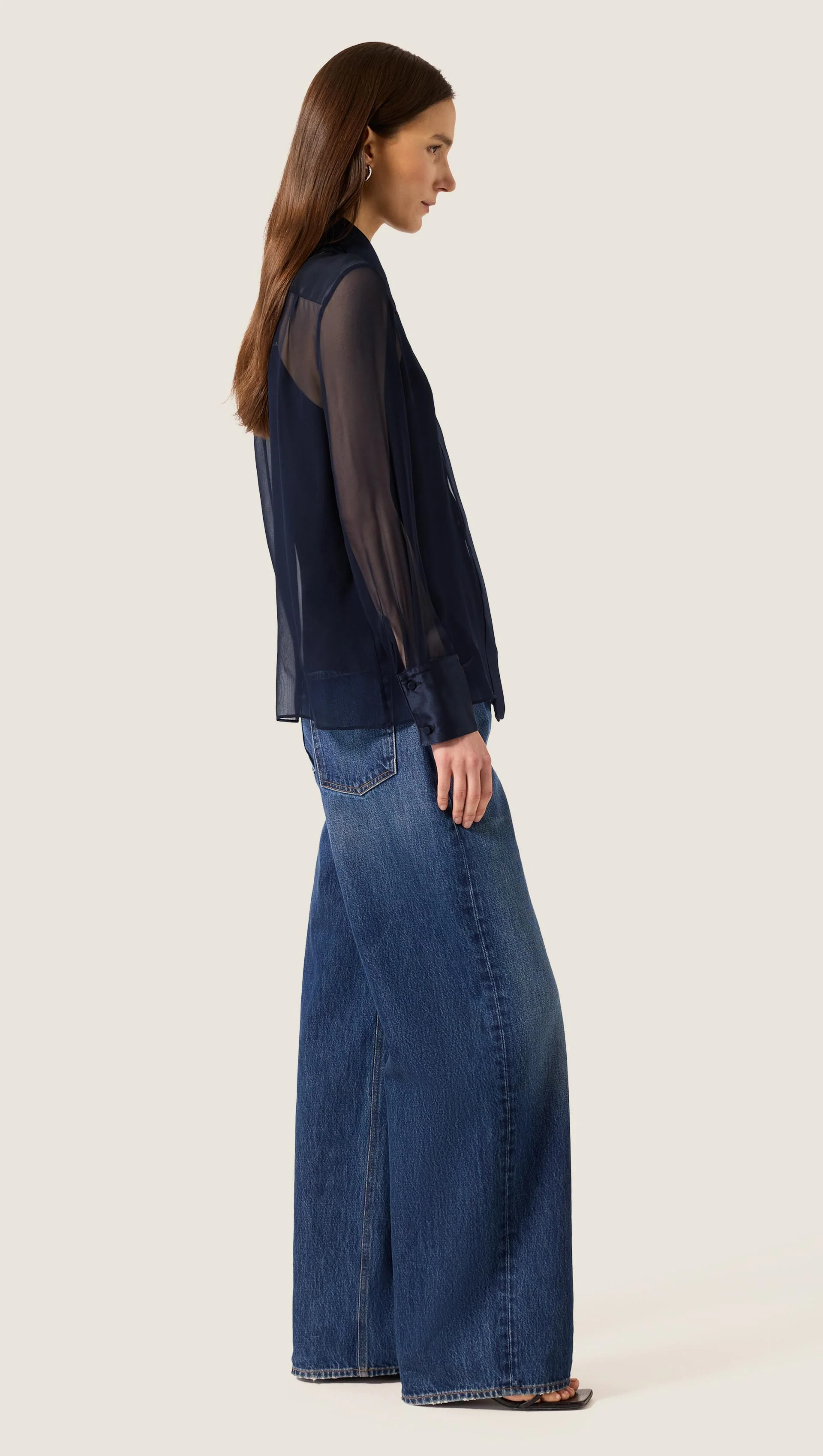 Sheer Blouse in Silk Georgette | Midnight - Image 3