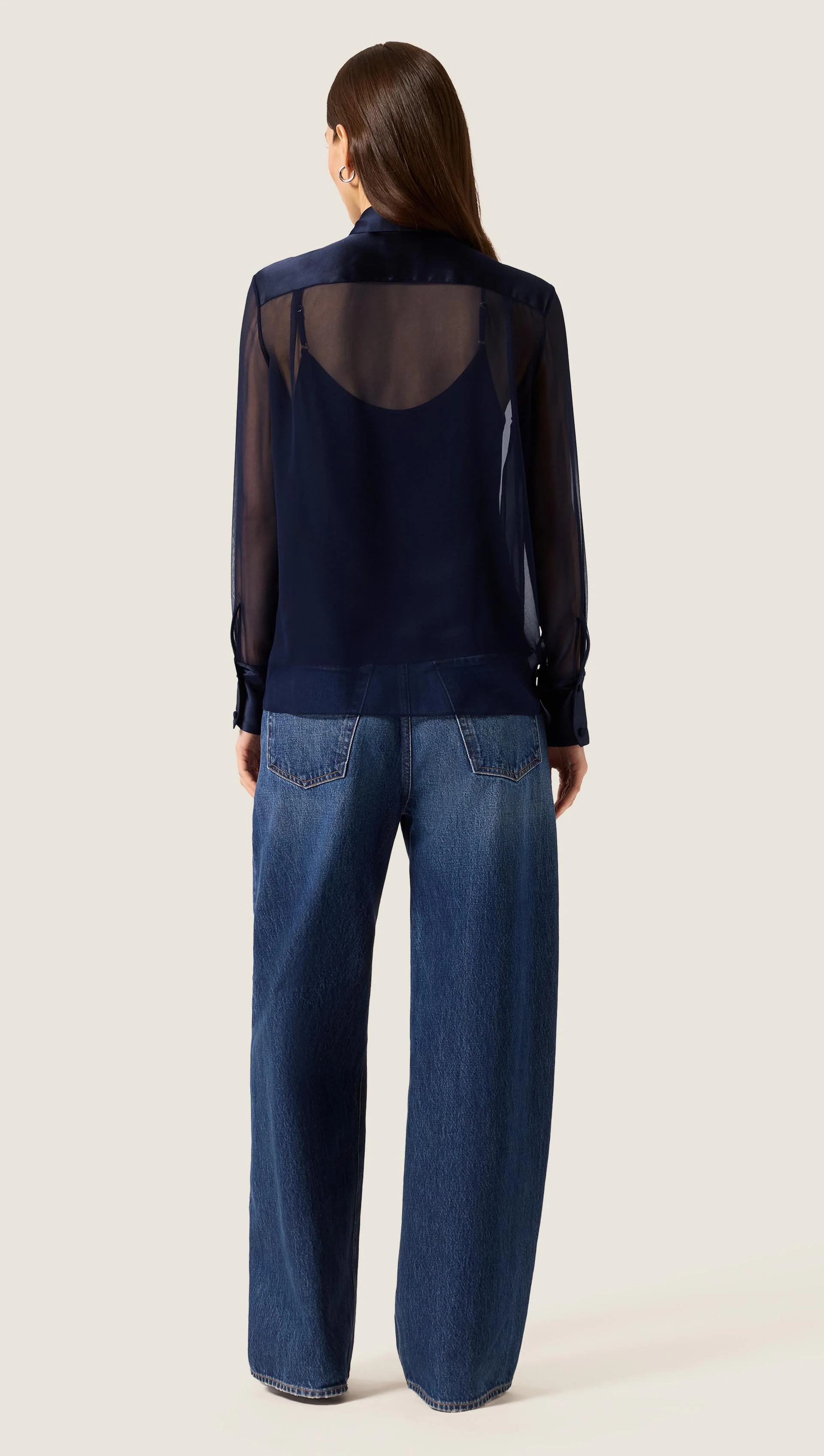 Sheer Blouse in Silk Georgette | Midnight - Image 4