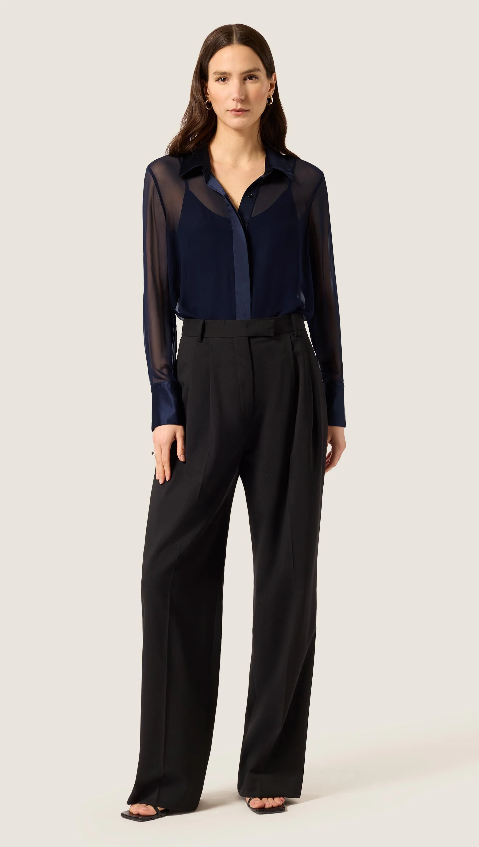 Sheer Blouse in Silk Georgette | Midnight - Image 5