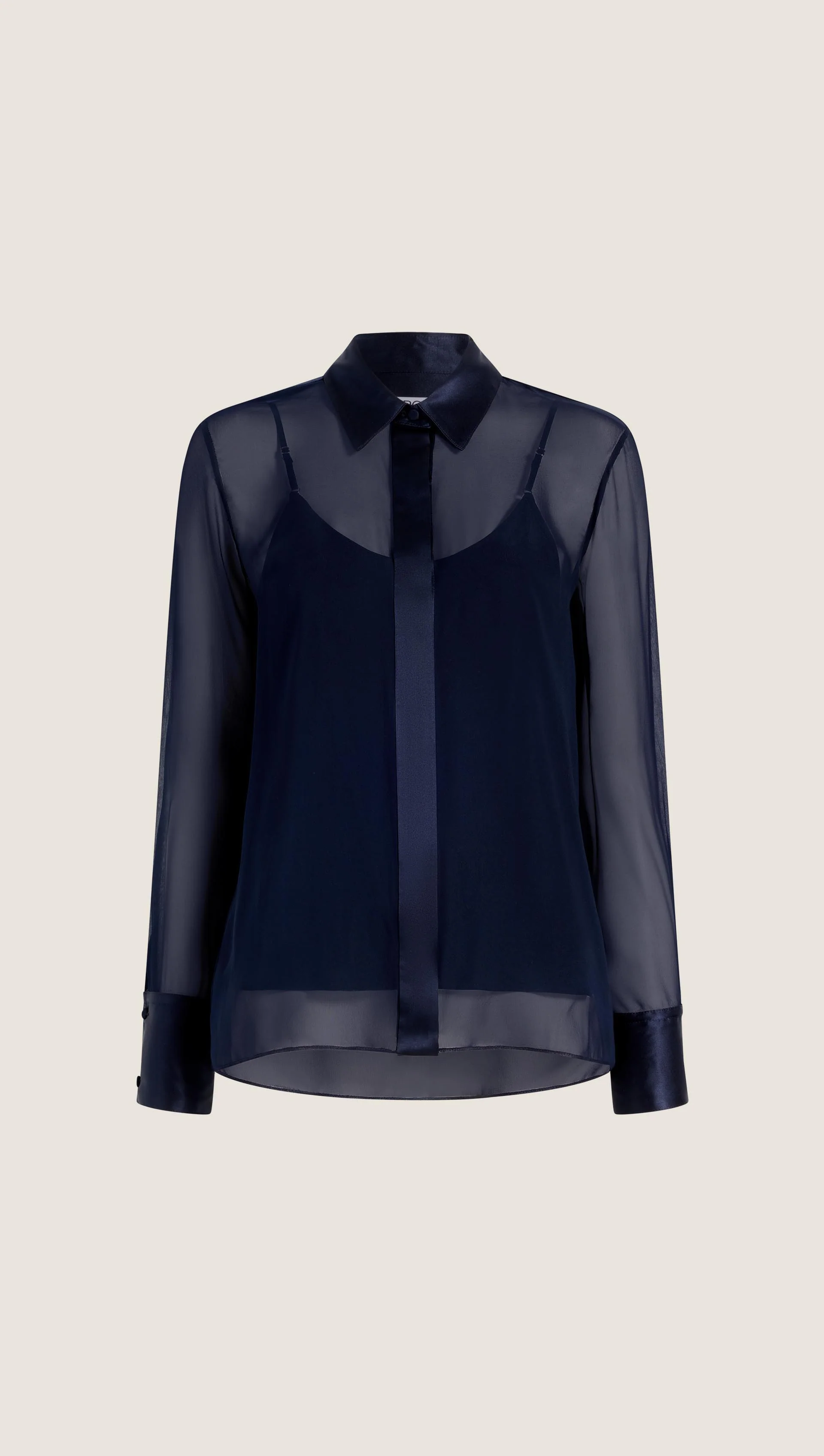 Sheer Blouse in Silk Georgette | Midnight - Image 6