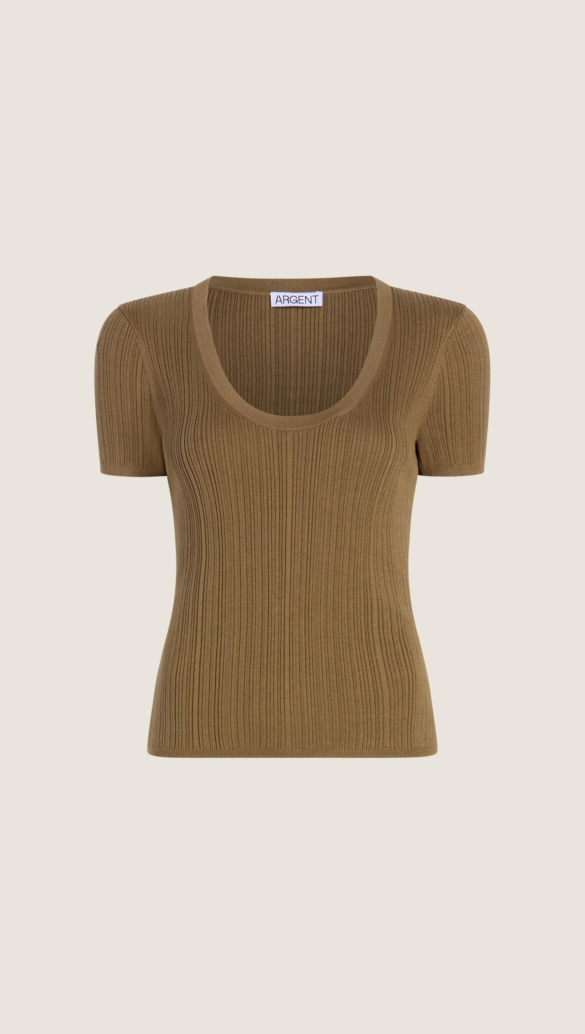 Shortsleeve Scoop Neck in Silk Cotton | Army Green - Image 6