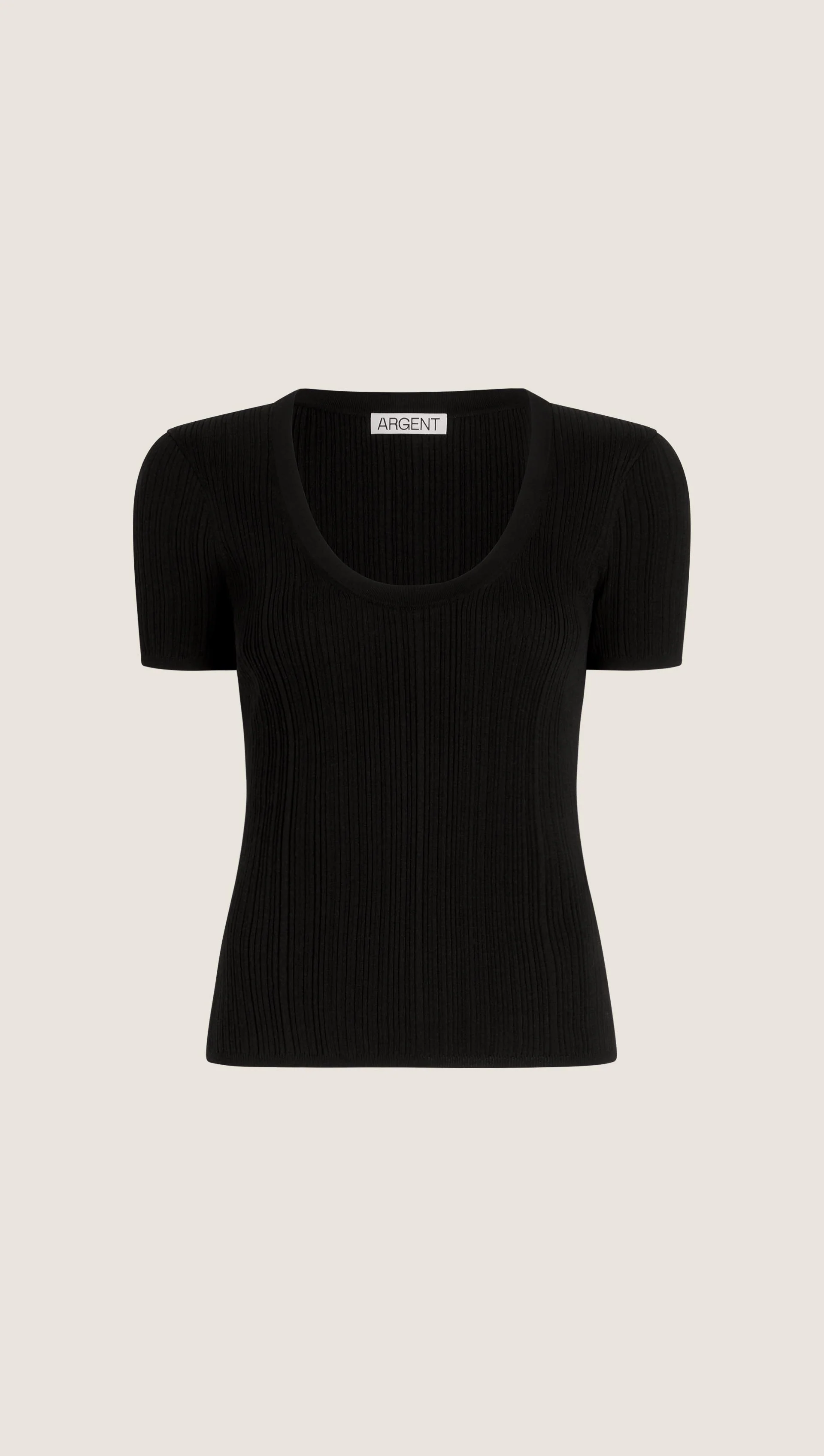 Shortsleeve Scoop Neck in Silk Cotton | Black - Image 6