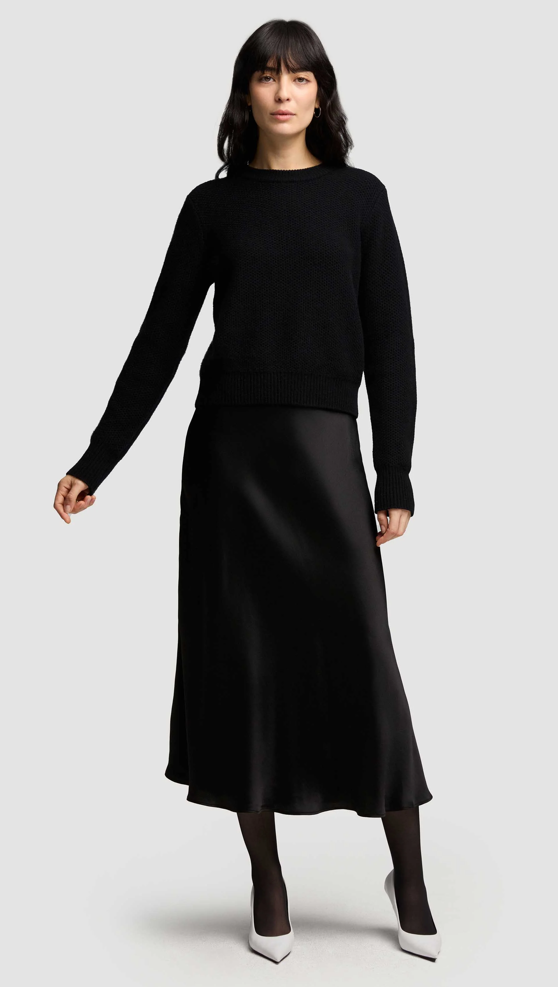 Shrunken Crewneck in Wool Cashmere | Black - Image 6