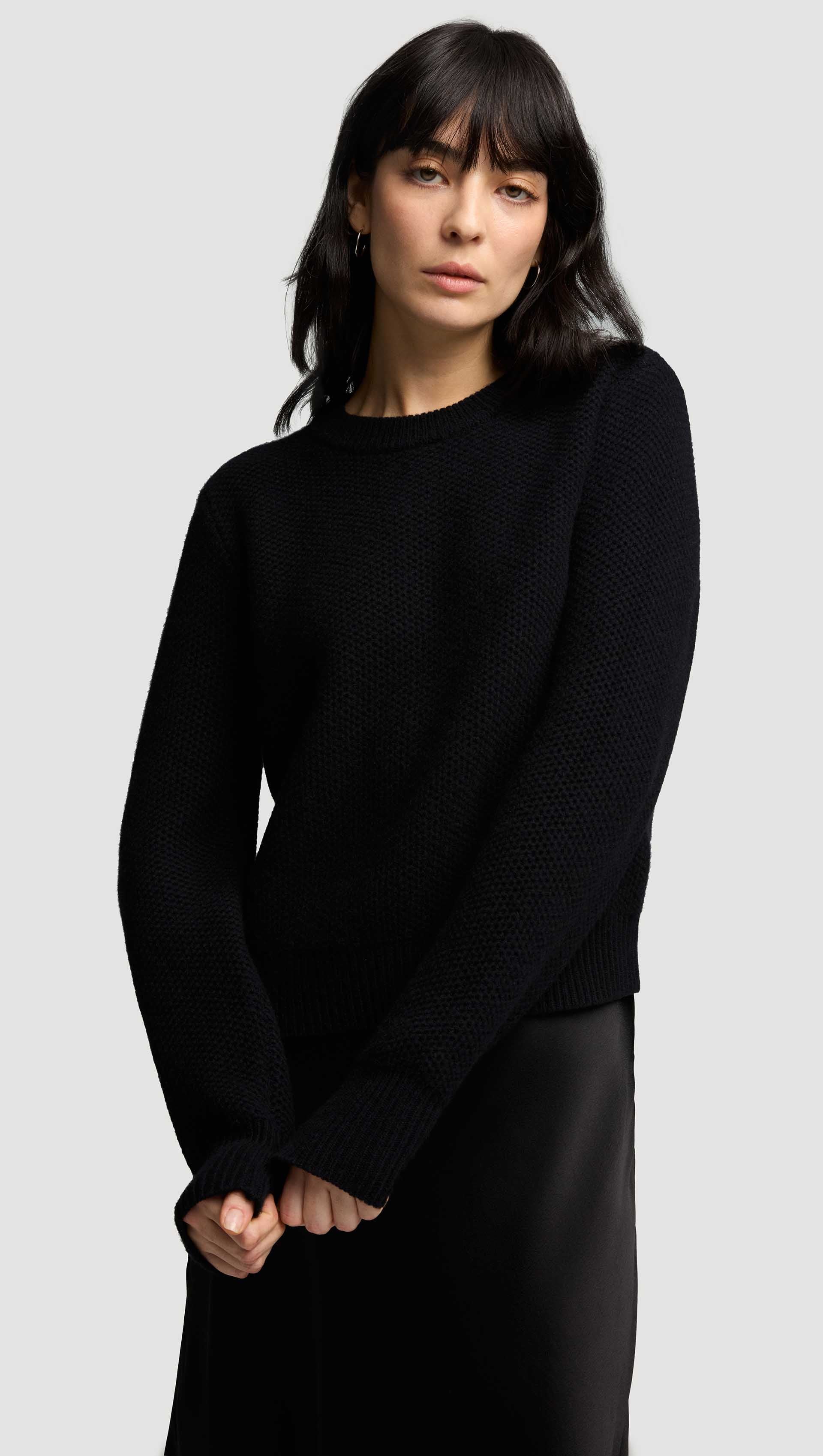 Shrunken Crewneck in Wool Cashmere | Black - Image 7