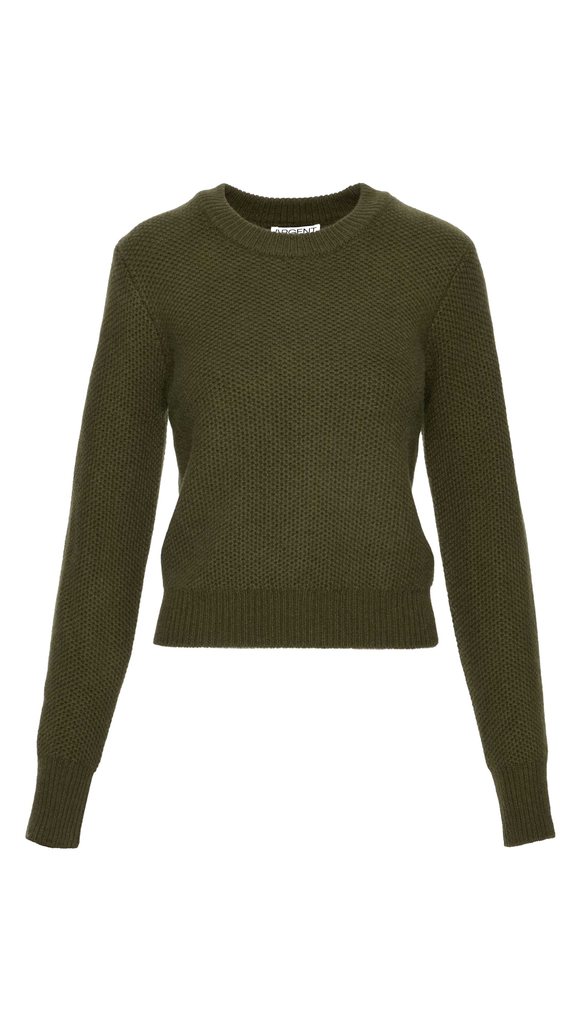 Shrunken Crewneck in Wool Cashmere | Olive - Image 10