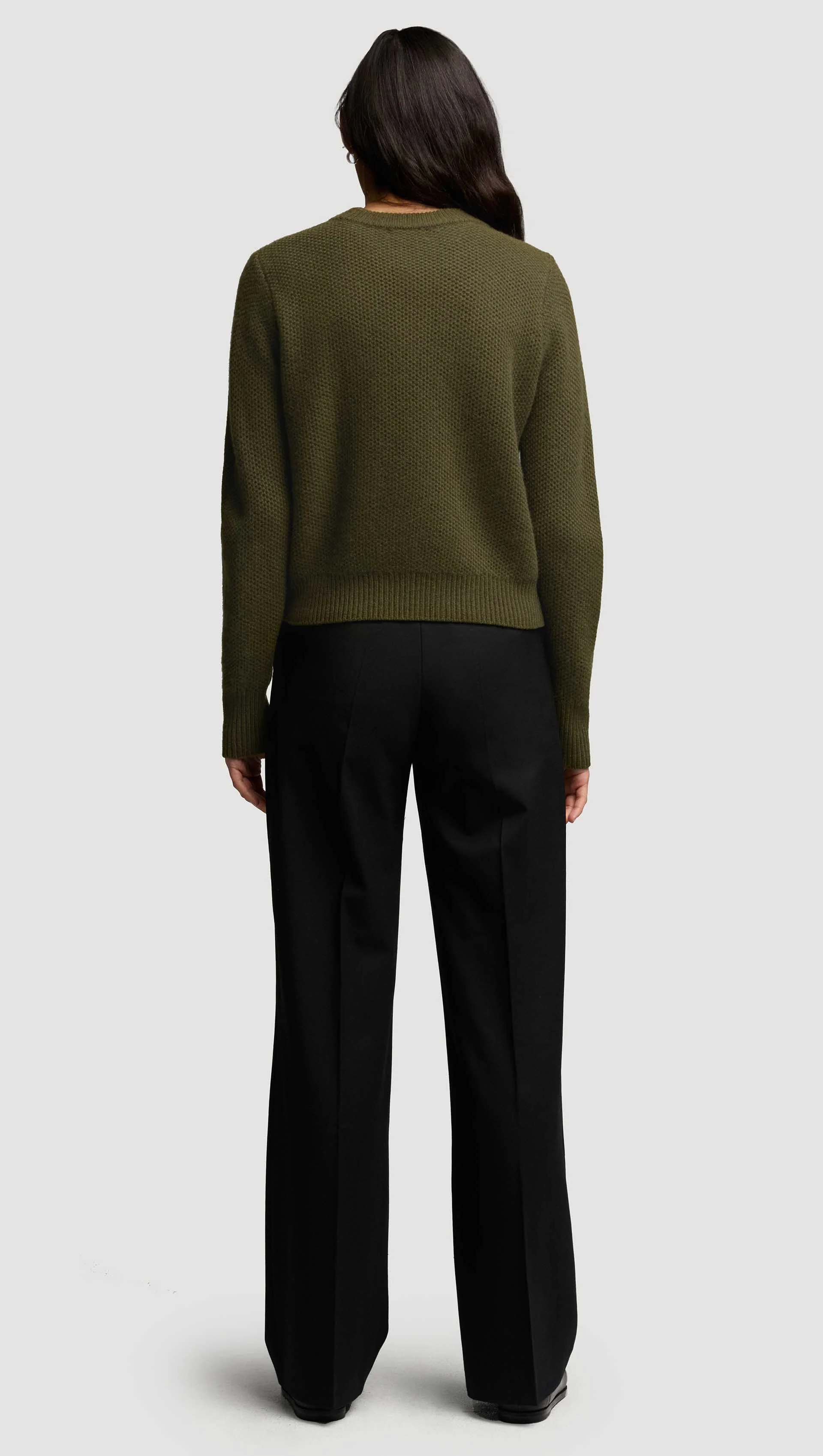 Shrunken Crewneck in Wool Cashmere | Olive - Image 4