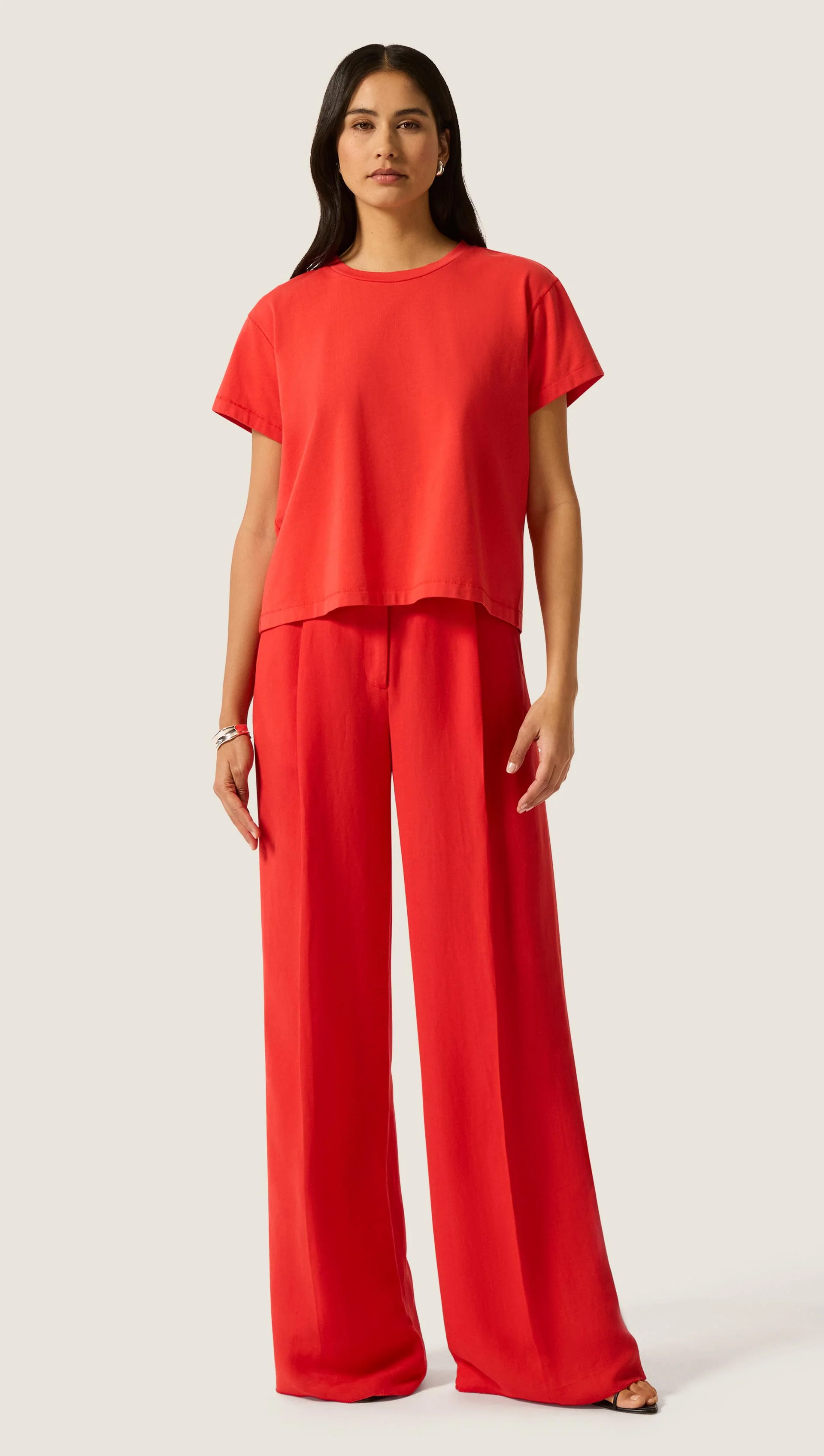 Shrunken Tee in Cotton Jersey | Coral Red - Image 3