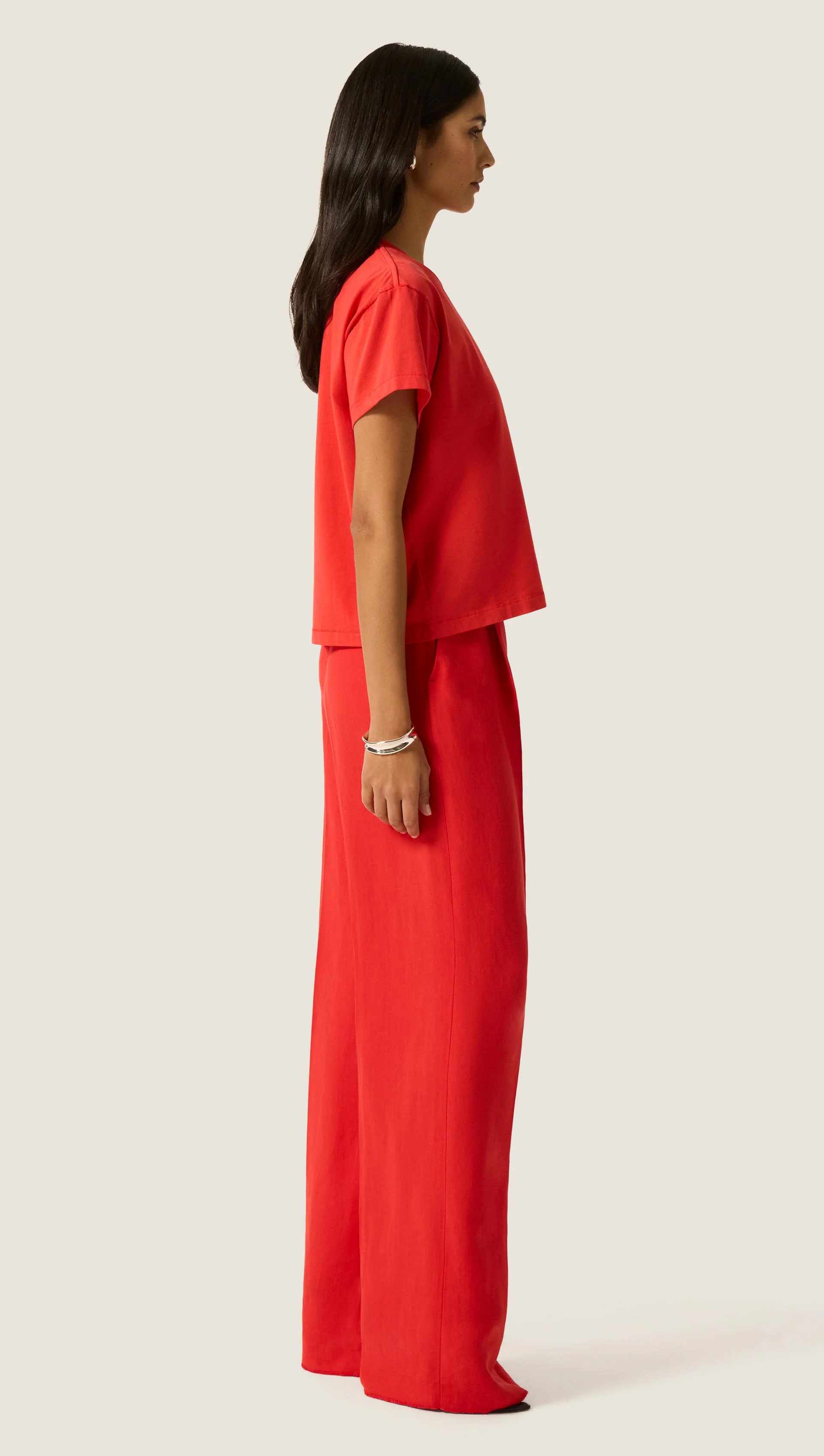 Shrunken Tee in Cotton Jersey | Coral Red - Image 4