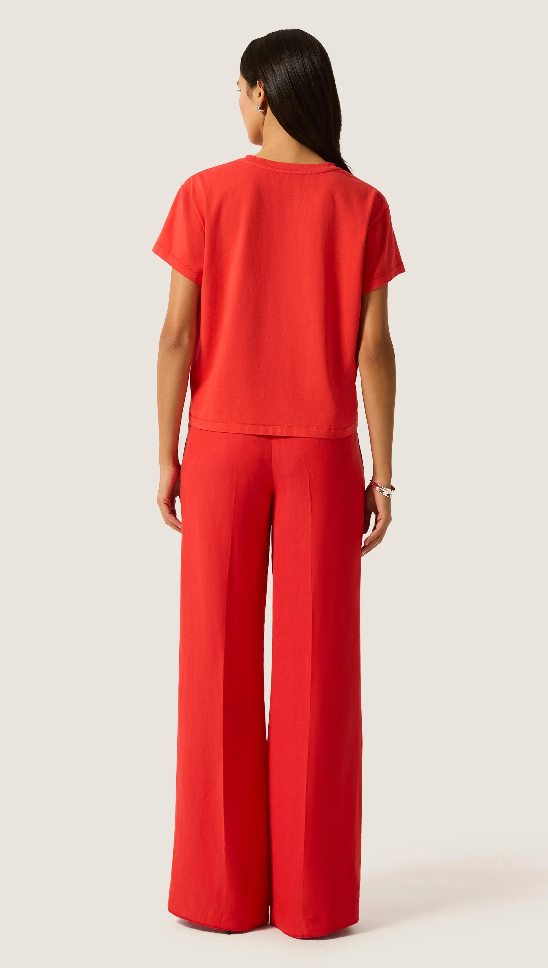 Shrunken Tee in Cotton Jersey | Coral Red - Image 5