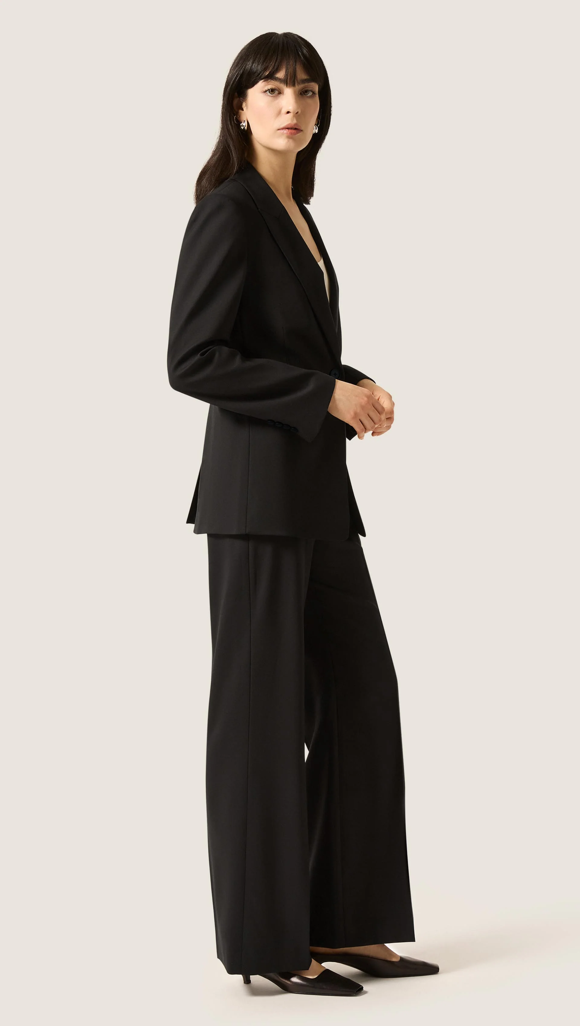 Single Button Blazer in Seasonless Wool | Black - Image 5