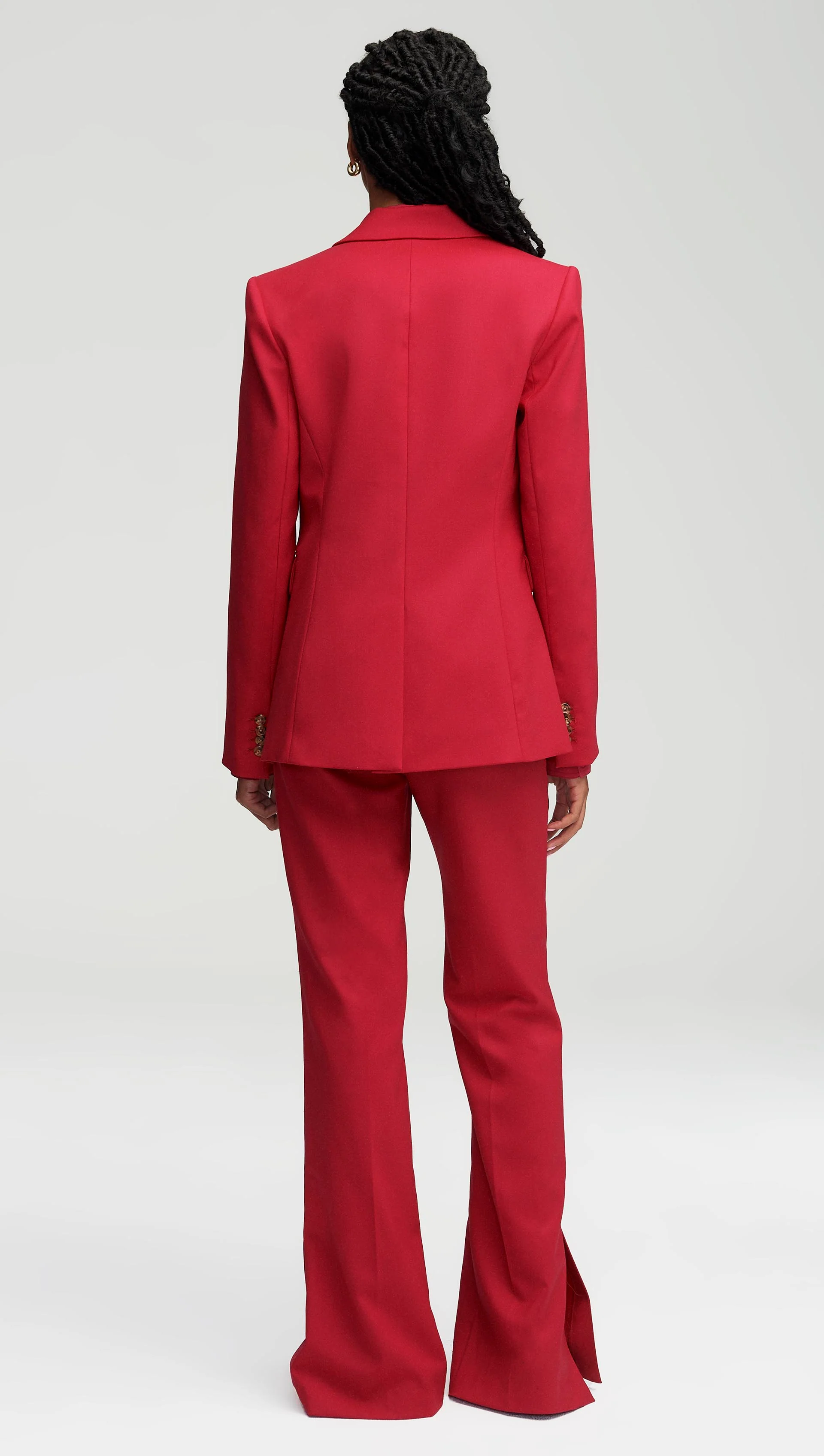 Single Button Blazer in Seasonless Wool | Cranberry - Image 5