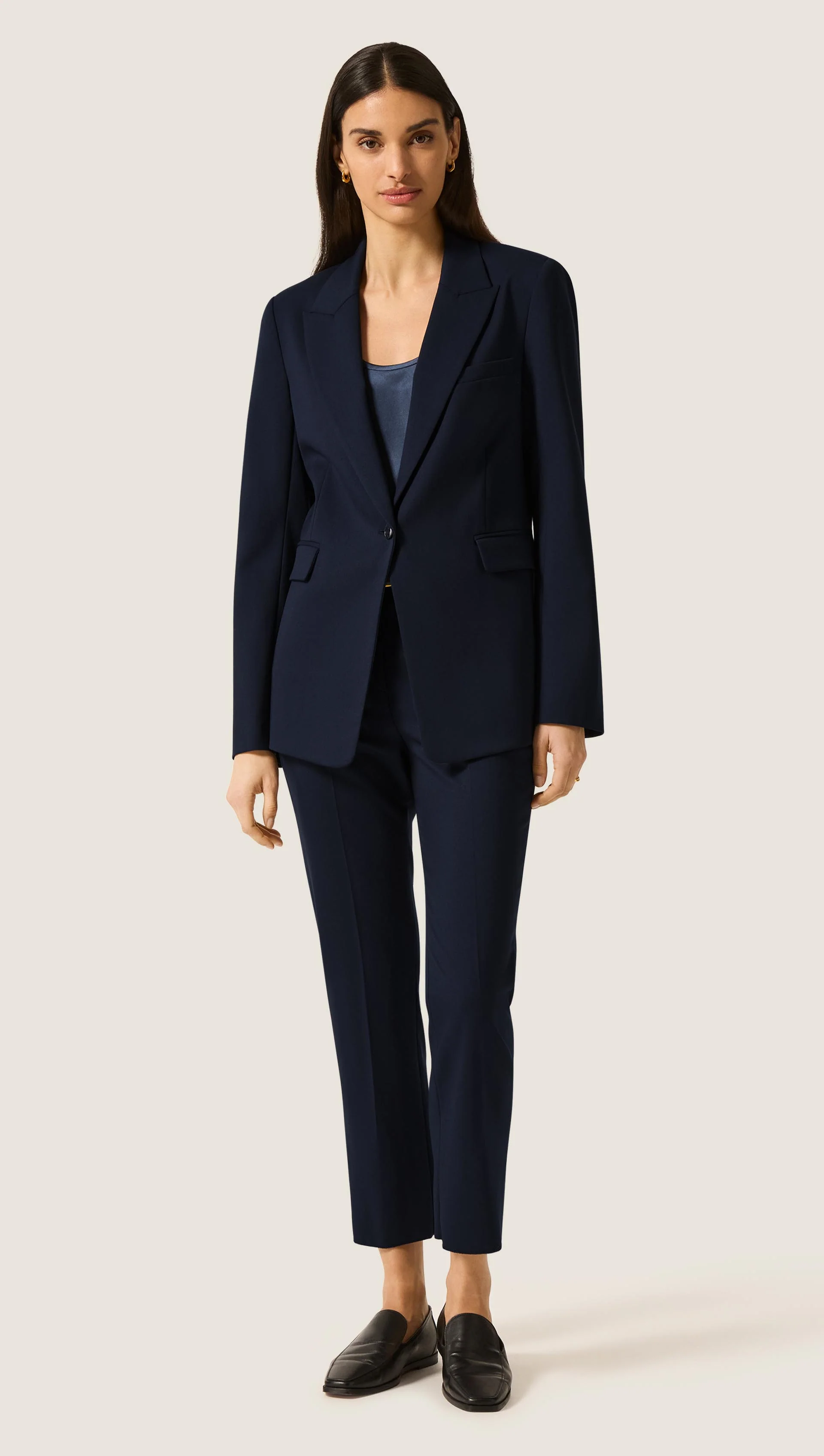 Single Button Blazer in Seasonless Wool | Midnight - Image 3