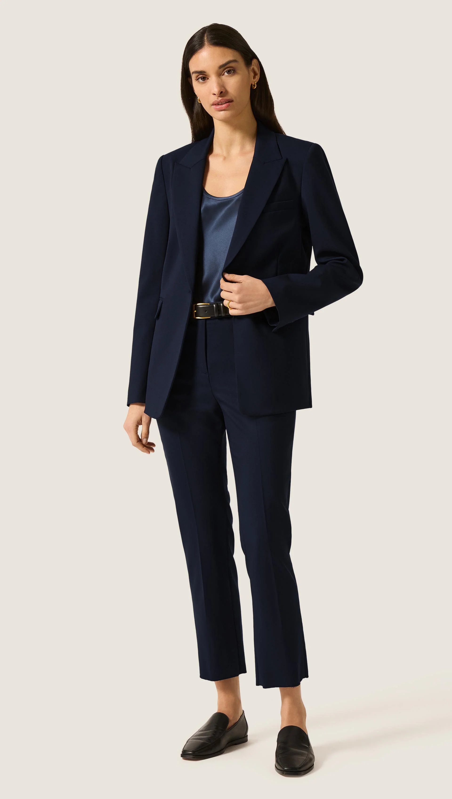 Single Button Blazer in Seasonless Wool | Midnight - Image 6