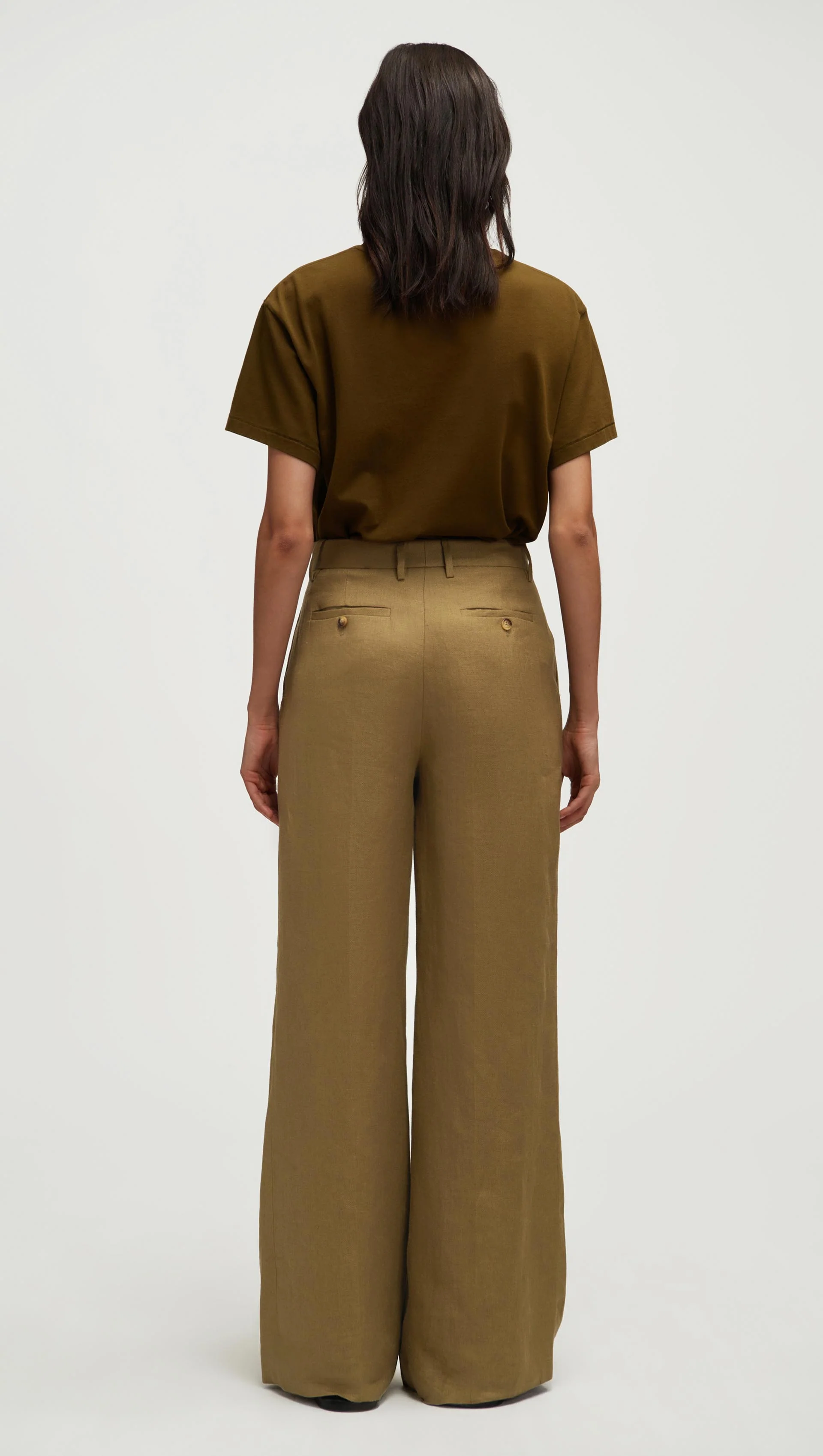 Single Pleat Trouser in Basket Weave Linen | Fern - Image 6