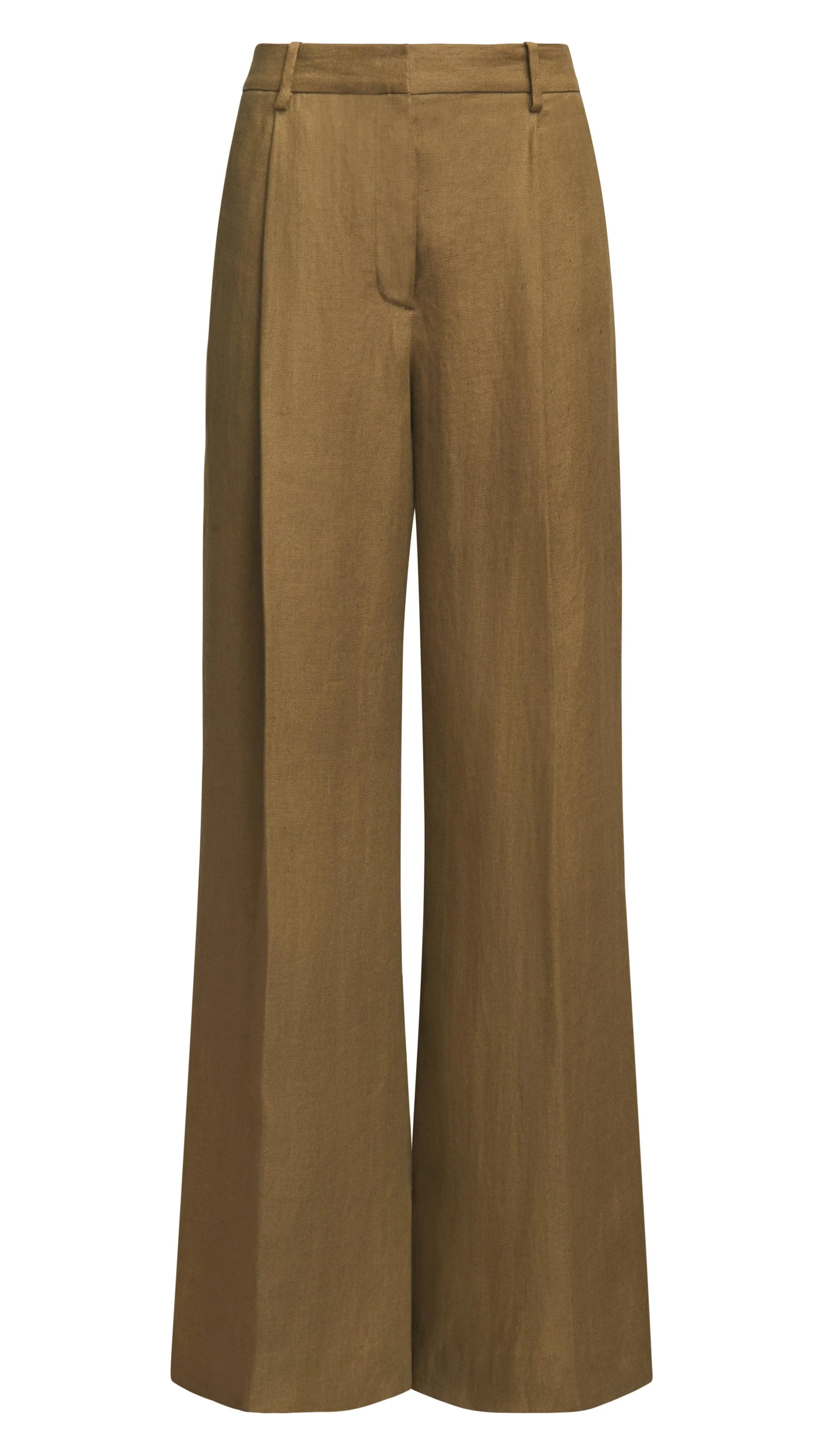Single Pleat Trouser in Basket Weave Linen | Fern - Image 8