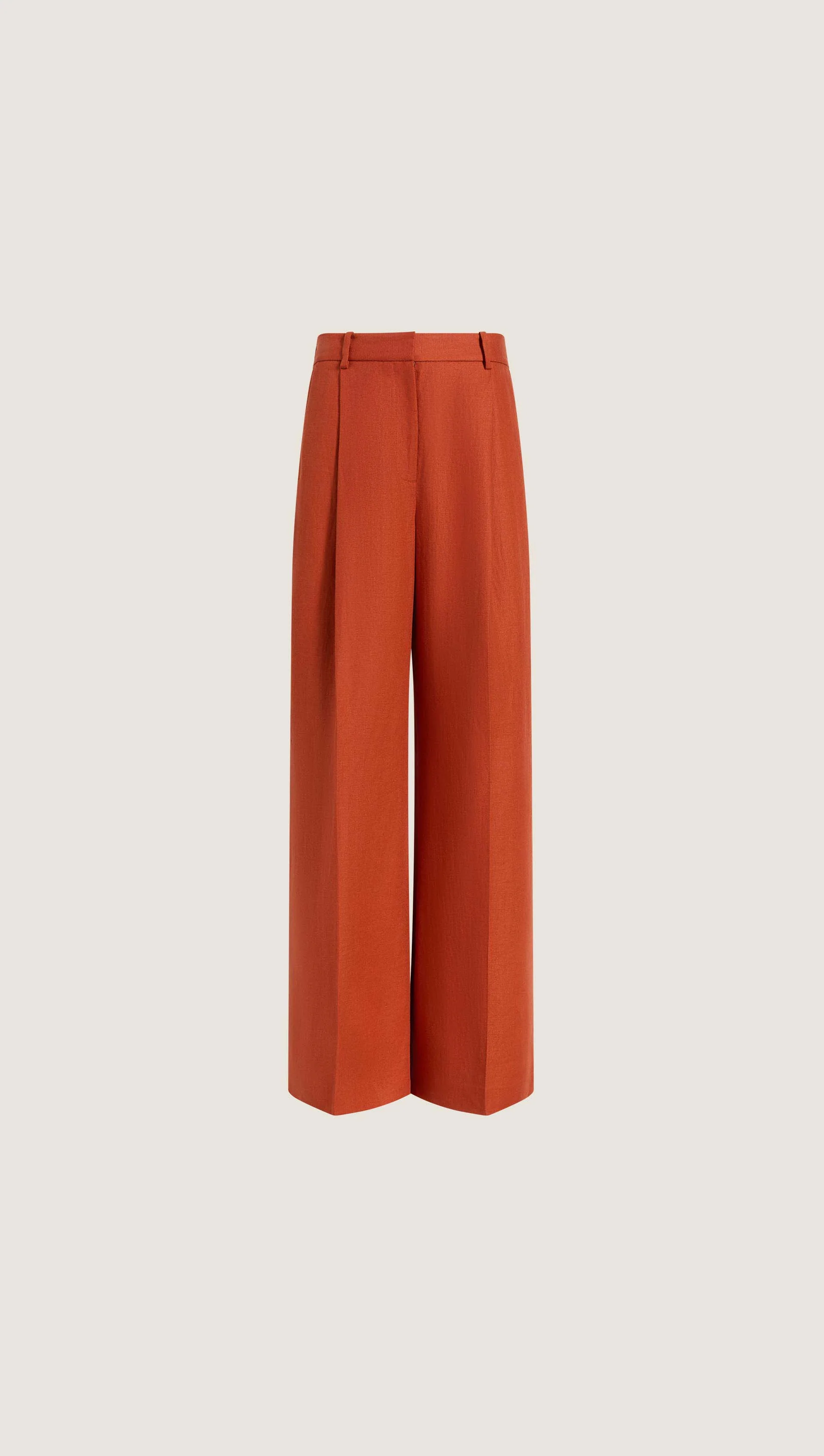 Single Pleat Trouser in Linen Twill | Deep Persimmon - Image 9