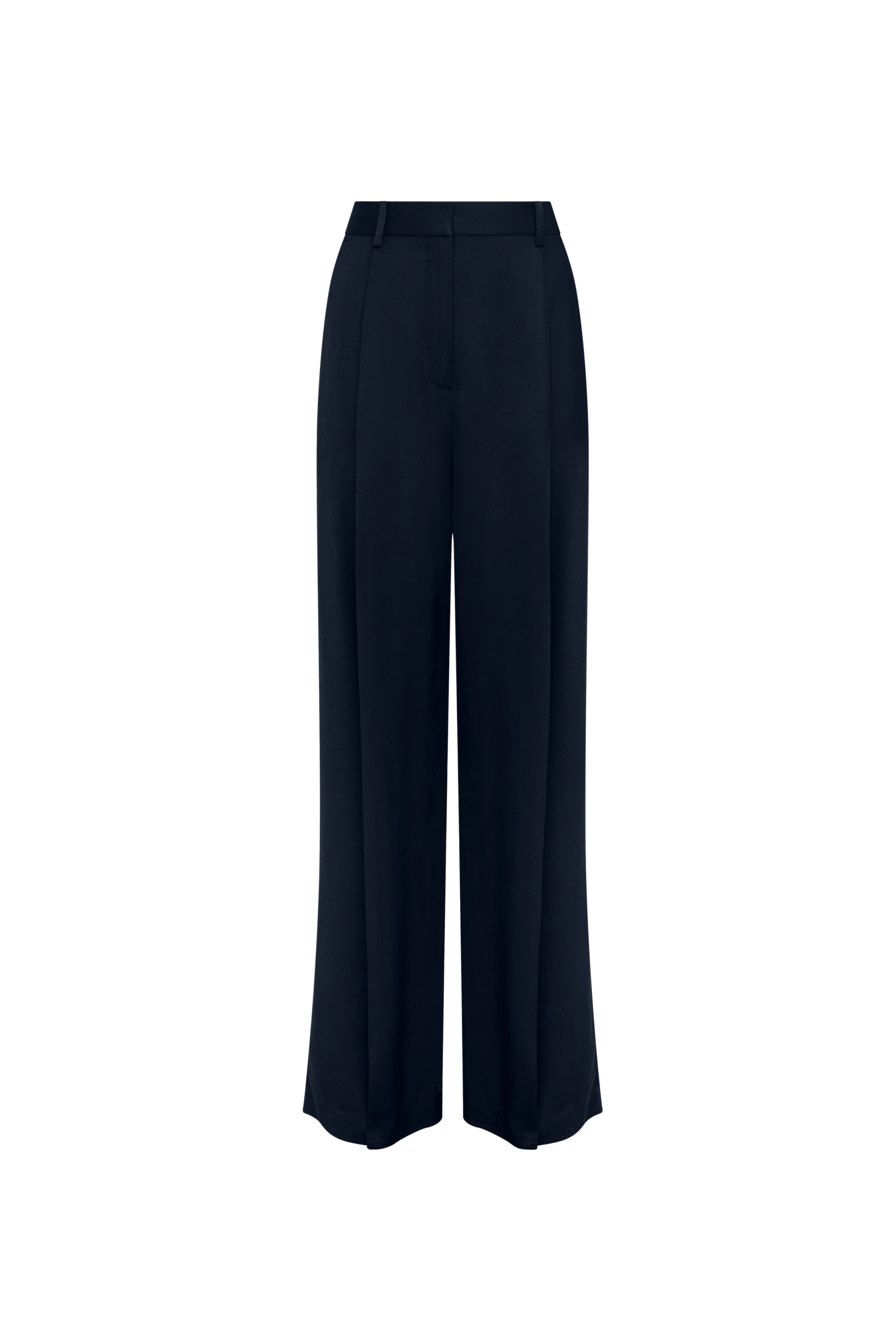 Single Pleat Trouser in Satin Twill | Navy - Image 9