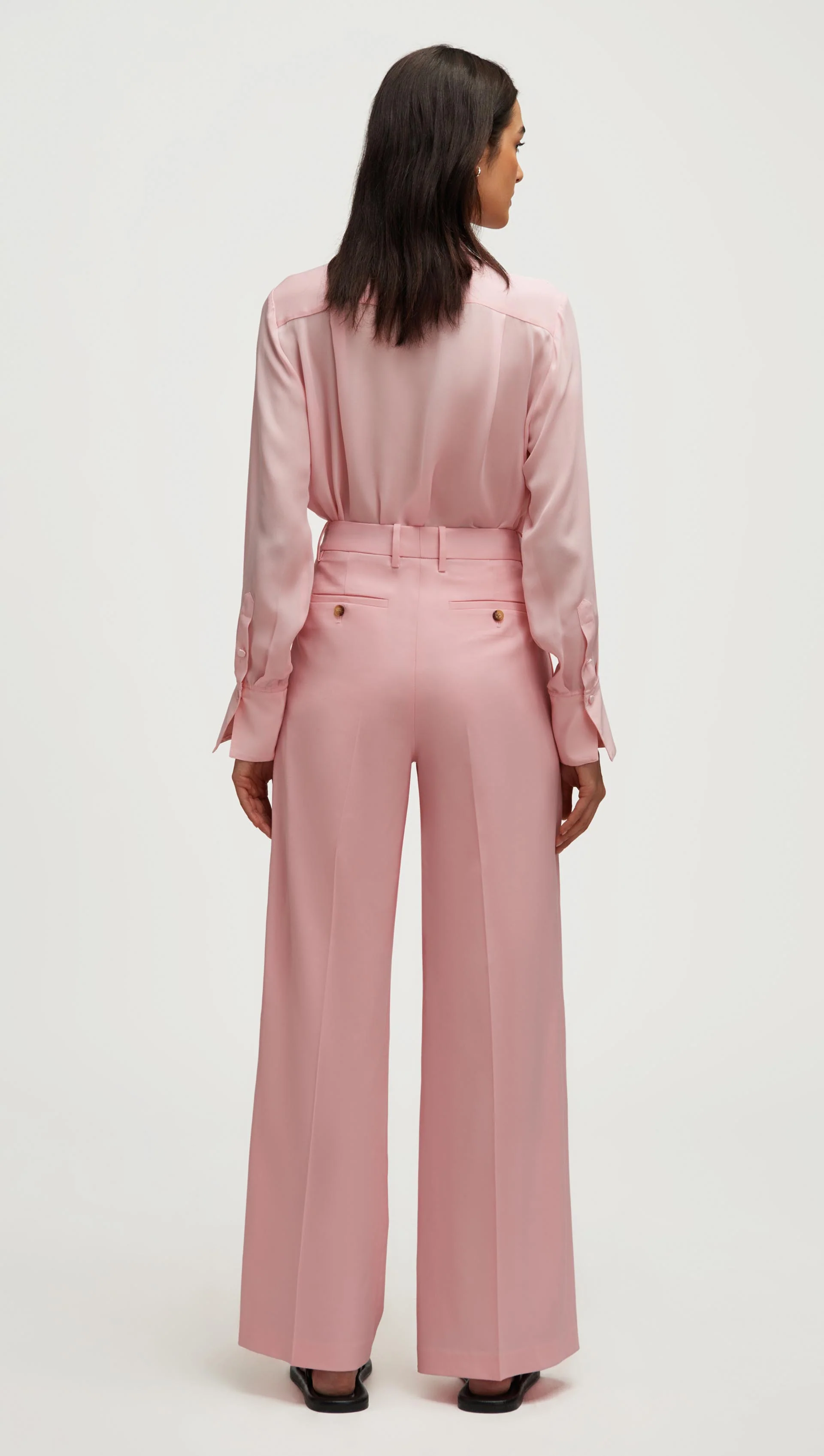 Single Pleat Trouser in Seasonless Wool | Soft Pink - Image 6