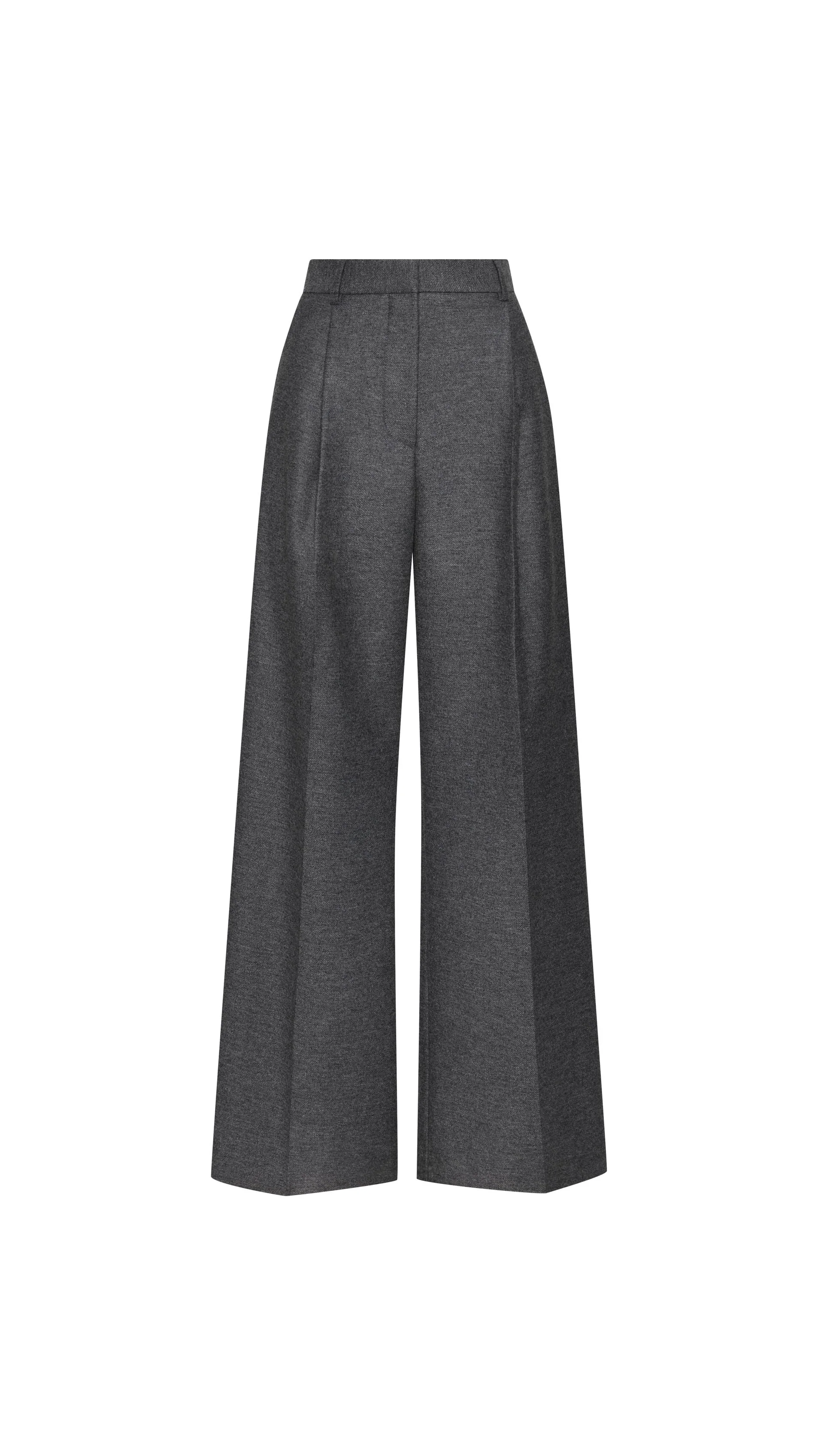 Single Pleat Trouser in Textured Wool | Grey Melange - Image 11