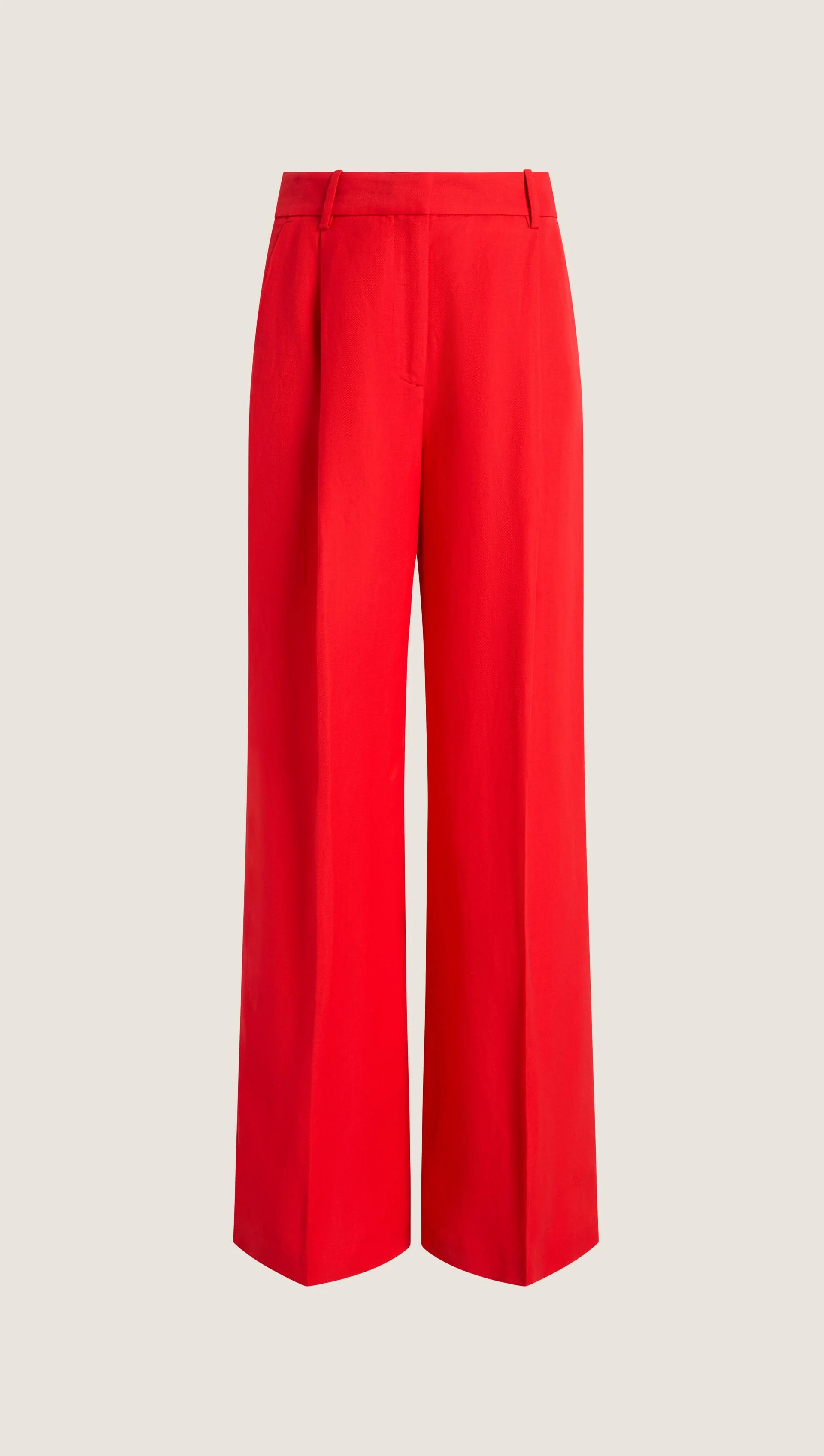 Single Pleat Trouser in Viscose Linen | Coral Red - Image 10