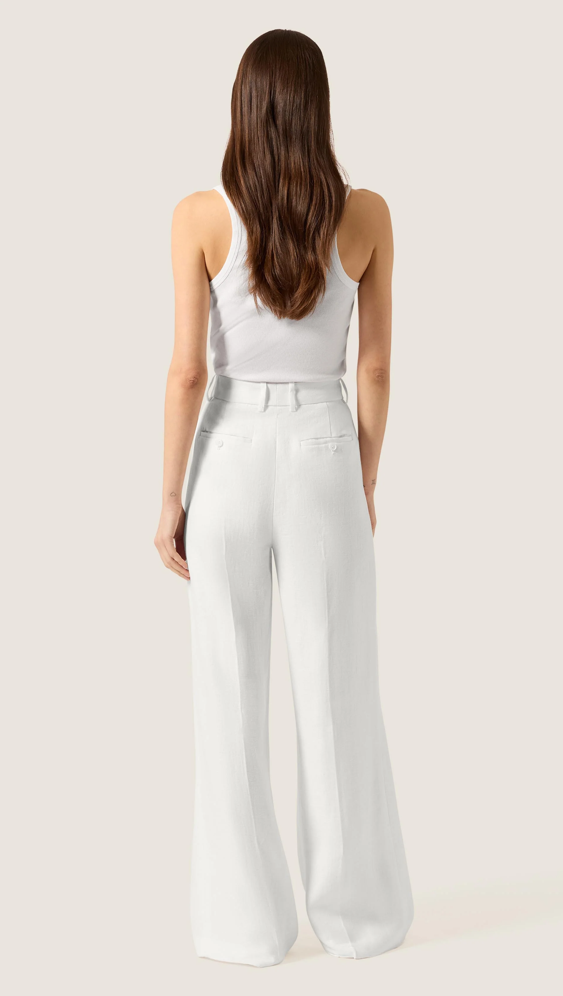 Single Pleat Trouser in Viscose Linen | Ivory - Image 4
