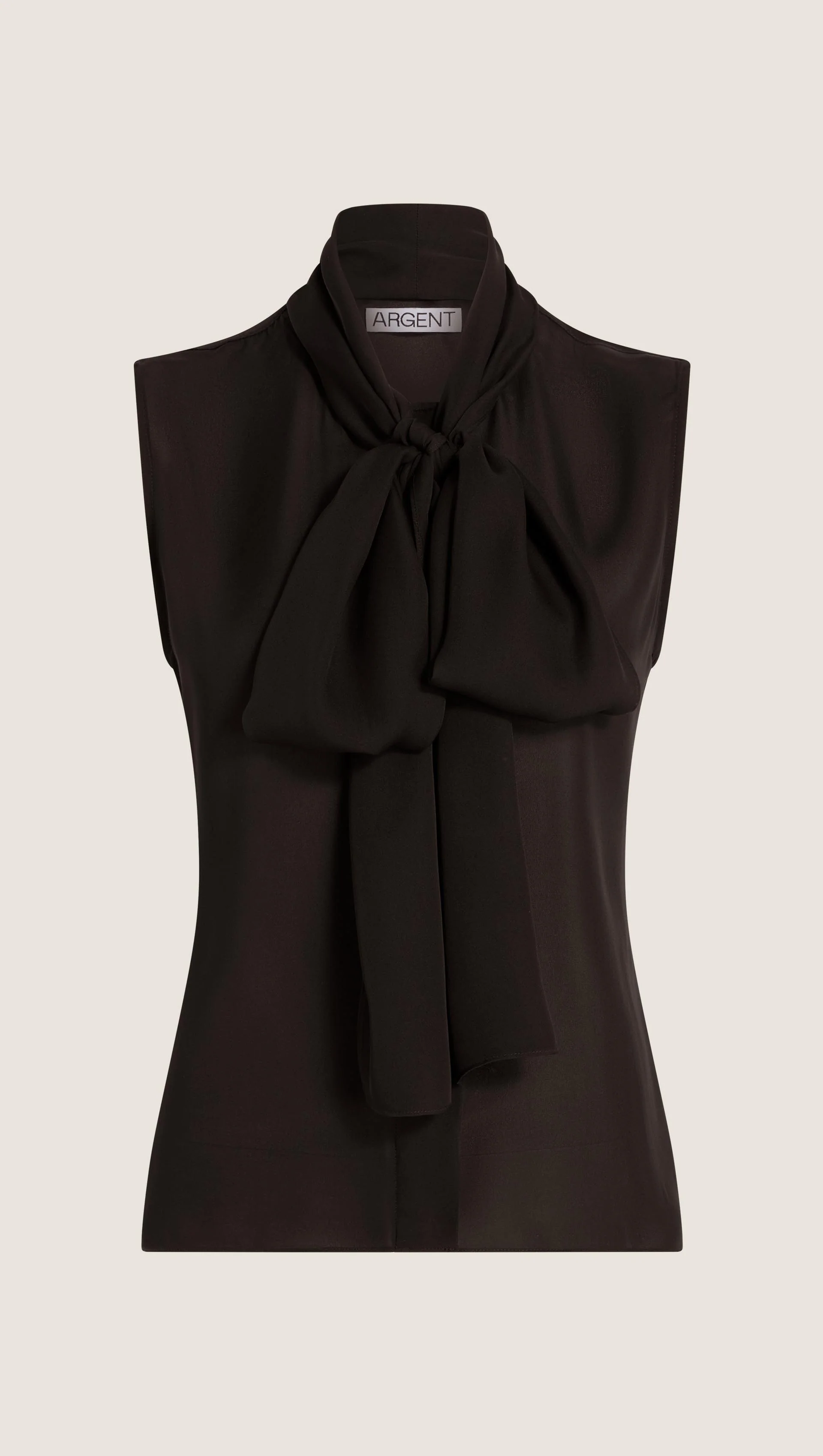 Sleeveless Bow Blouse in Silk Double Georgette | Black - Image 8