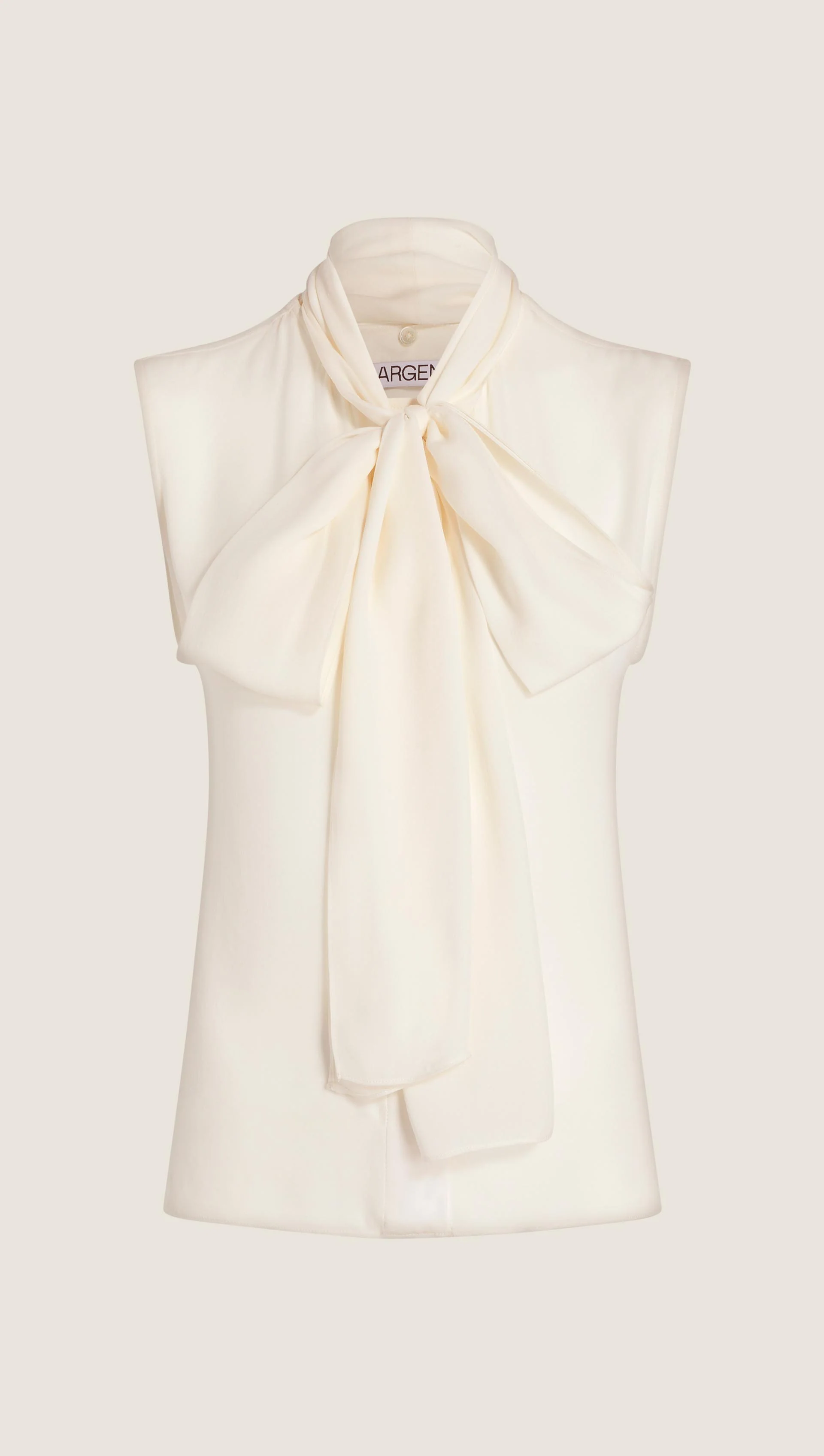 Sleeveless Bow Blouse in Silk Double Georgette | Ivory - Image 6