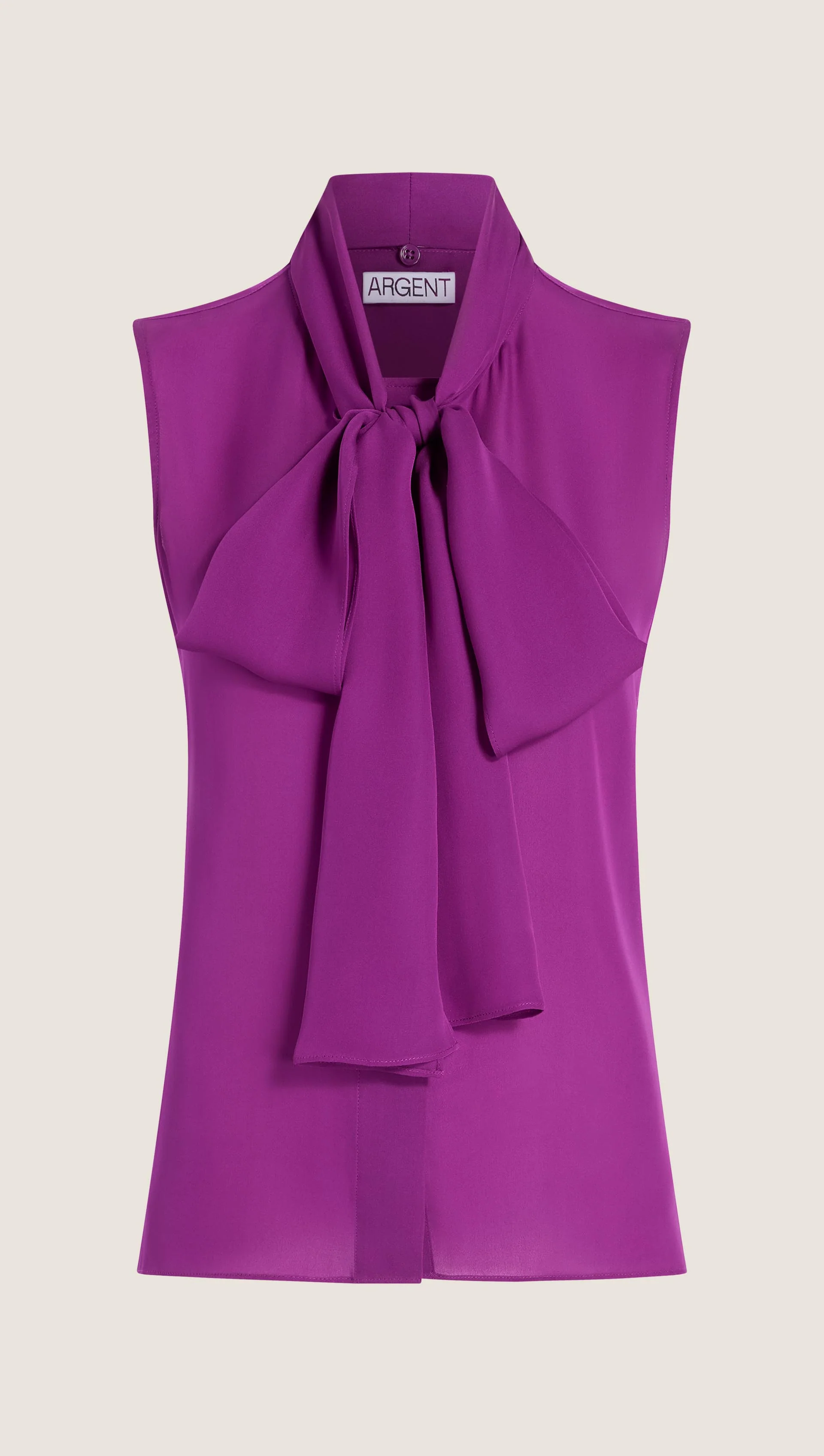 Sleeveless Bow Blouse in Silk Double Georgette | Violet - Image 8