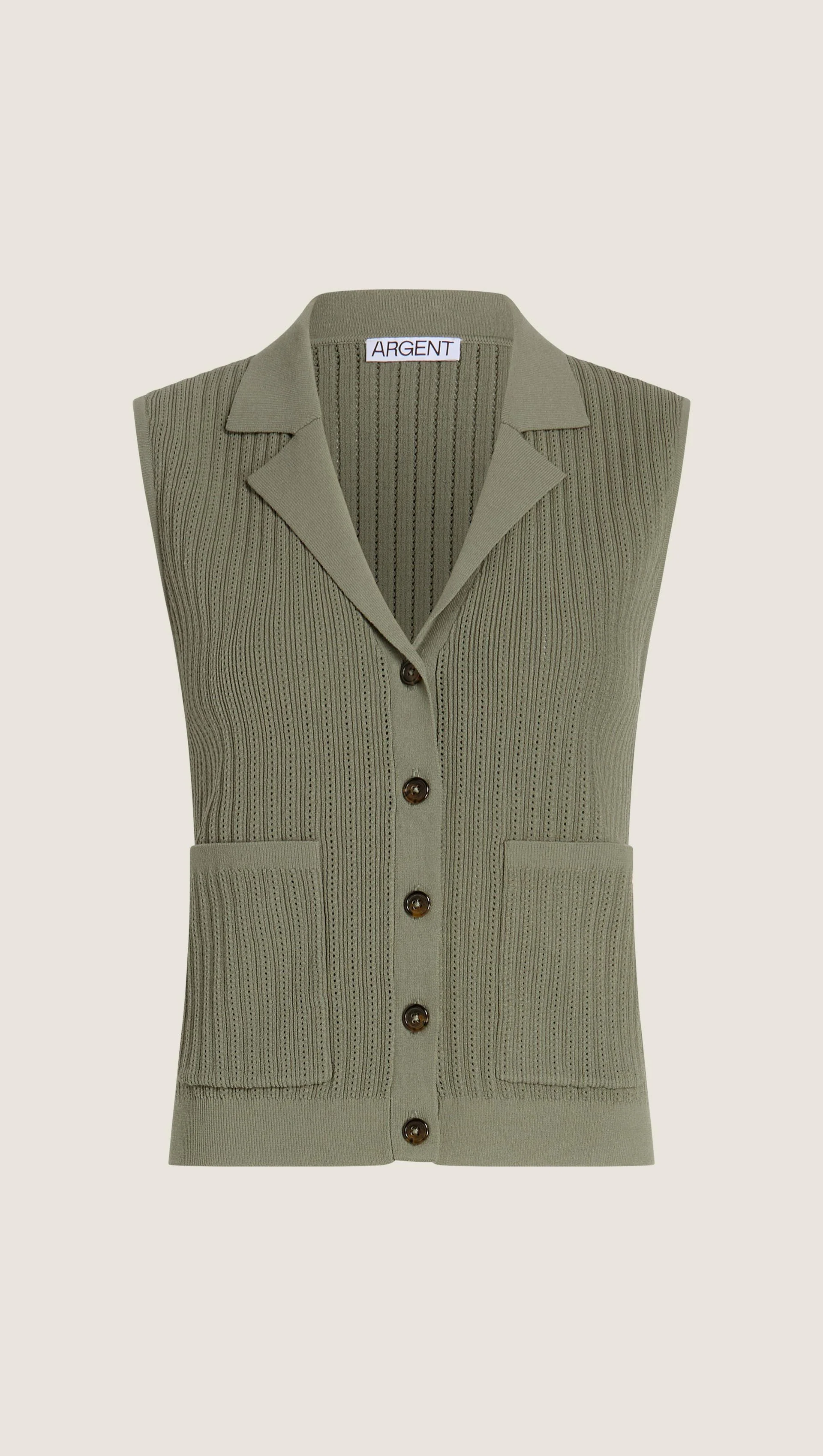 Sleeveless Collared Knit in Viscose | Sage - Image 6