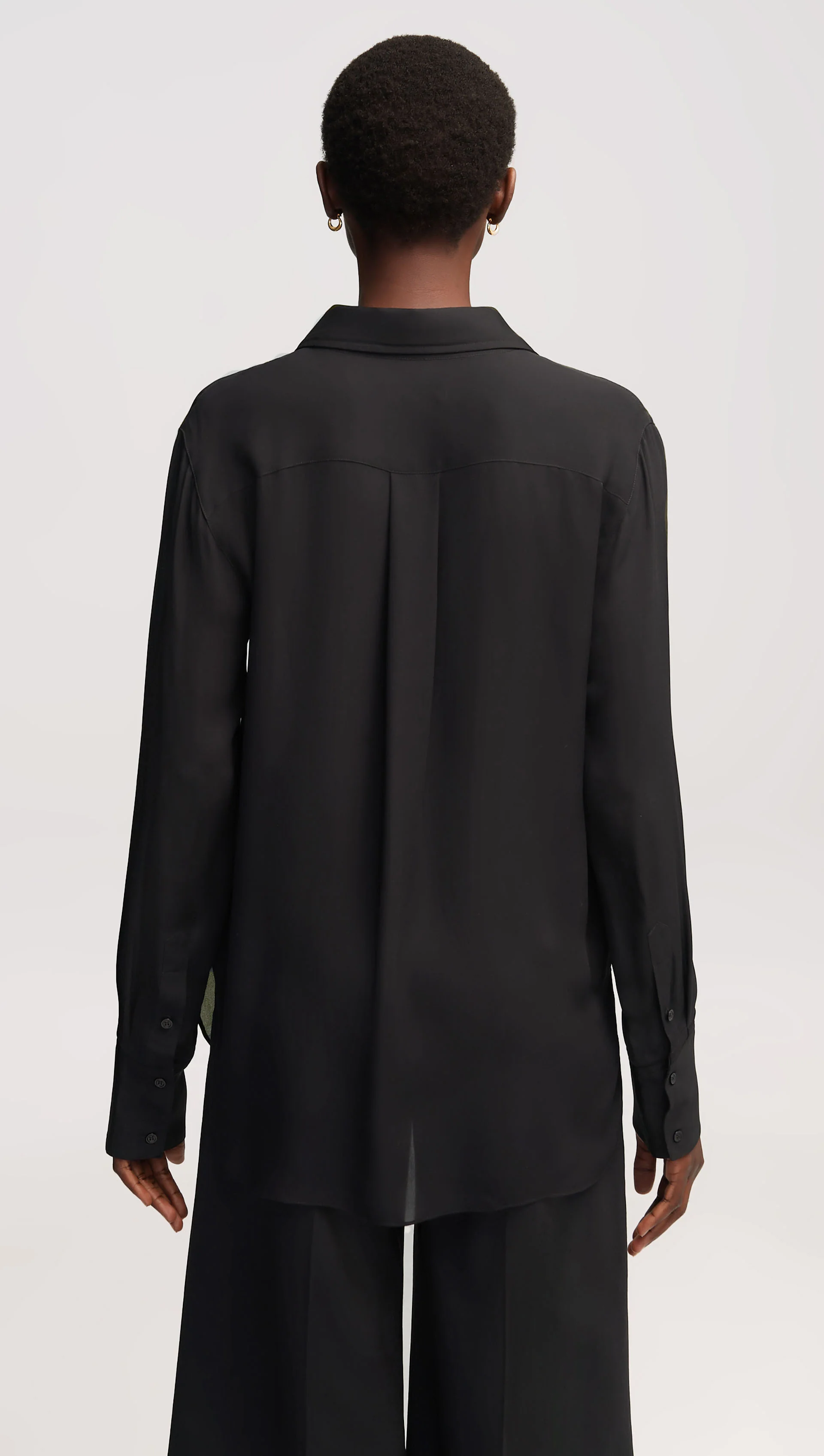 Slim Blouse in Double Georgette | Black - Image 3