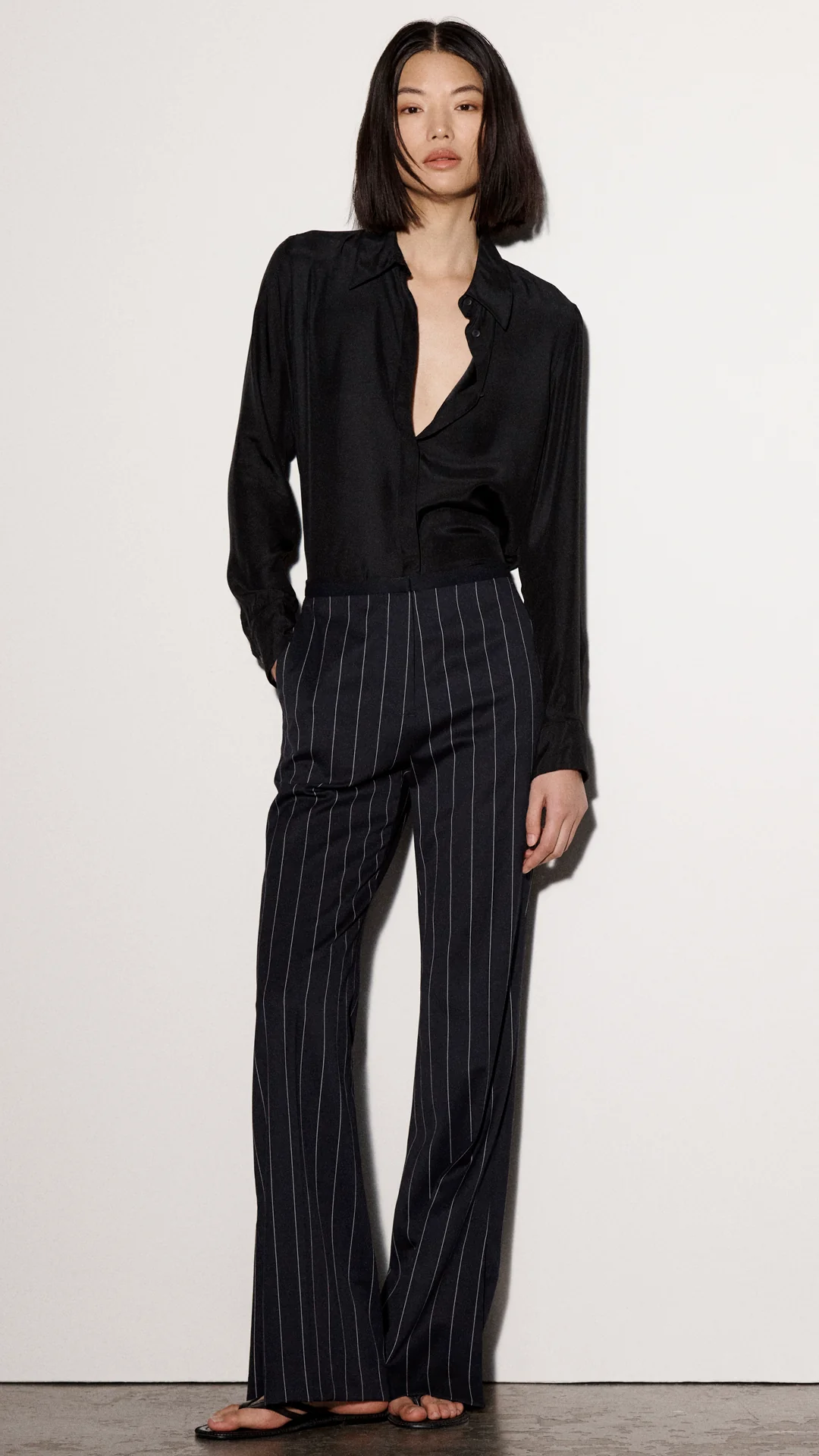 Slim Blouse in Double Georgette | Black - Image 6