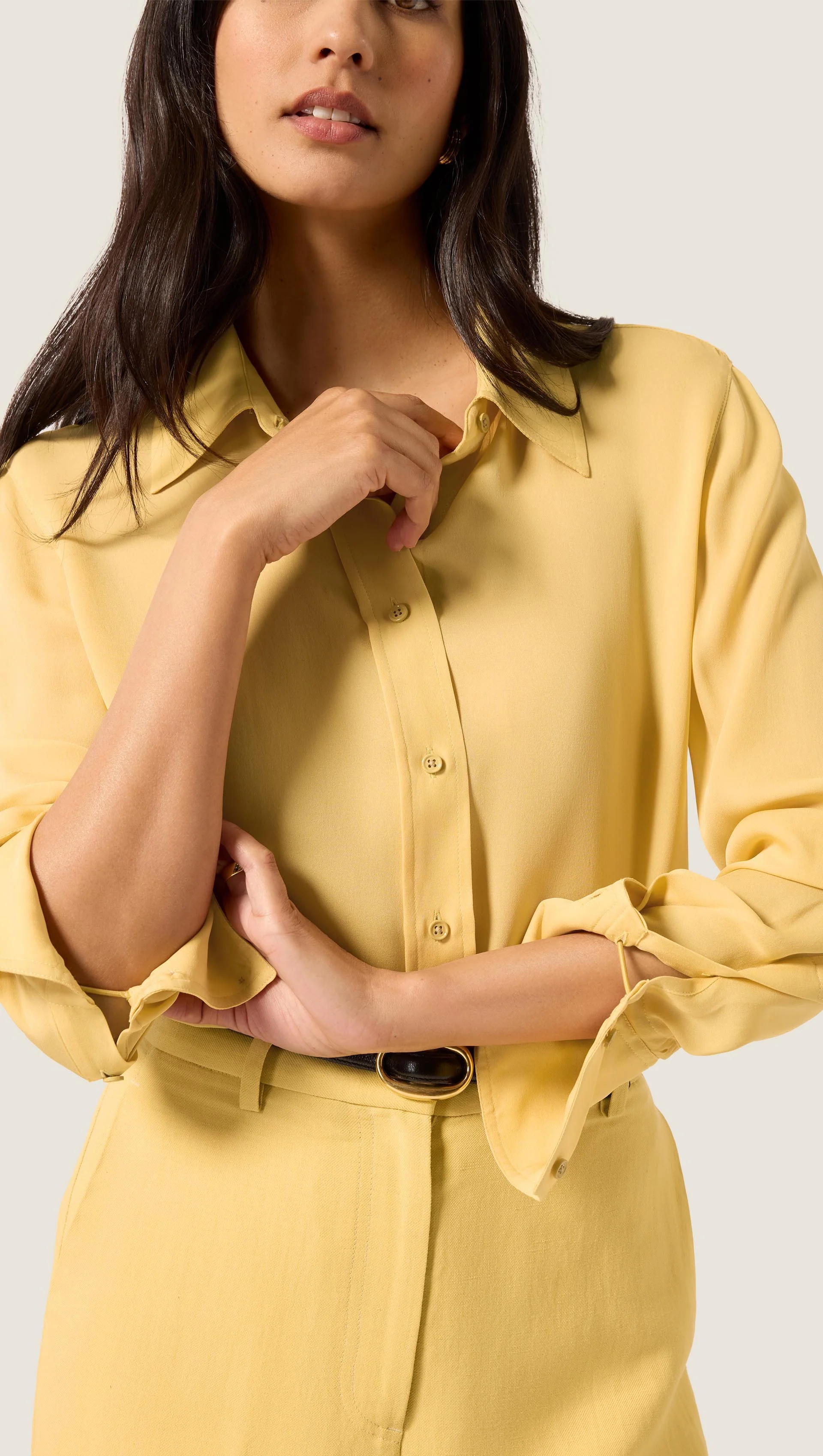 Slim Blouse in Double Georgette | Sunflower - Image 4
