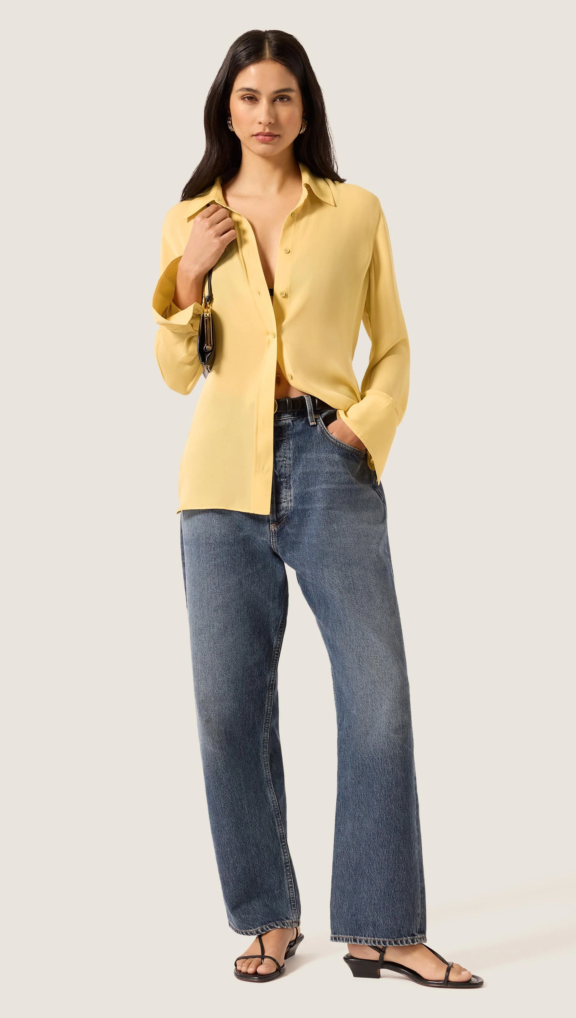 Slim Blouse in Double Georgette | Sunflower - Image 7