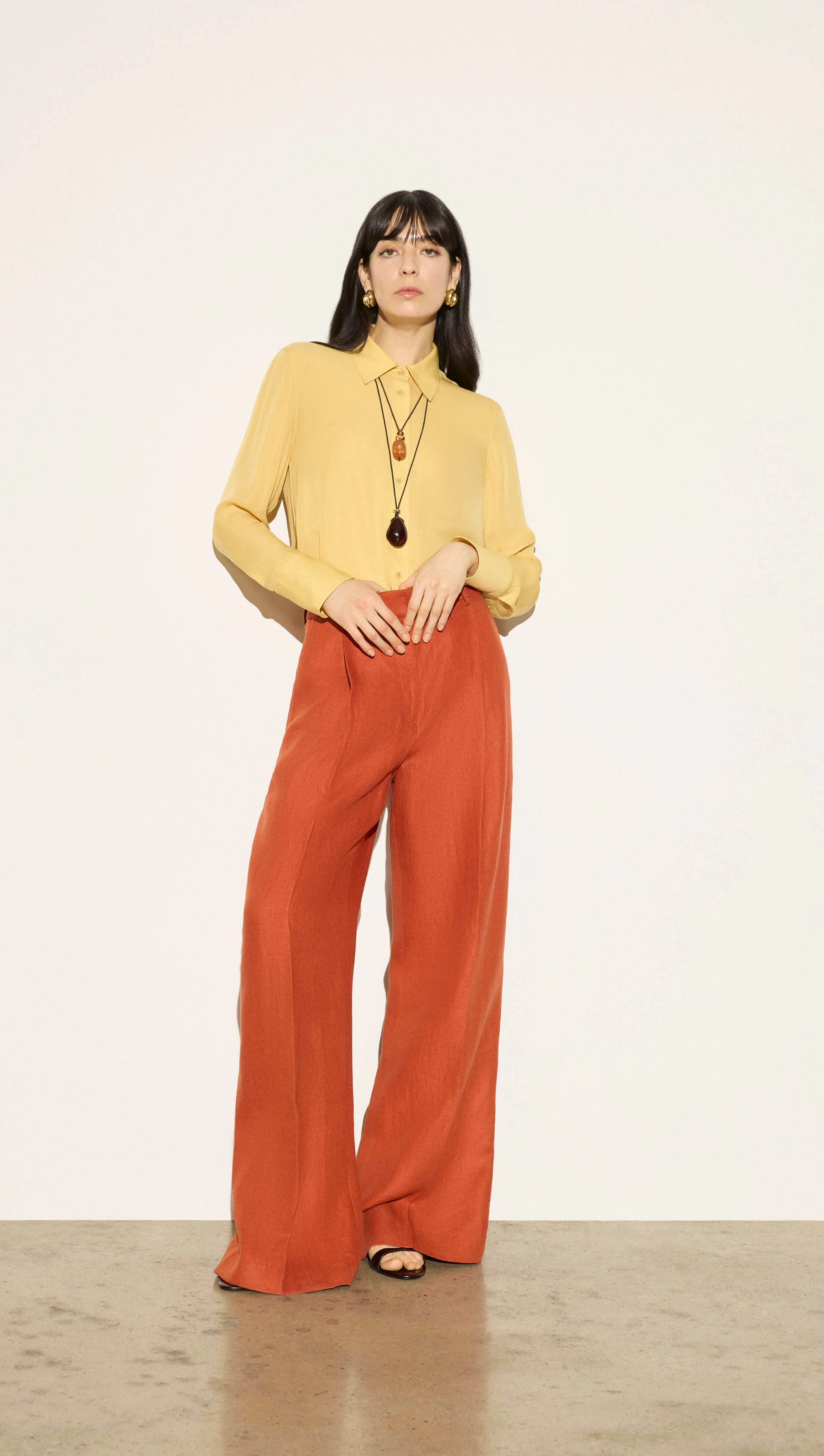 Slim Blouse in Double Georgette | Sunflower - Image 8
