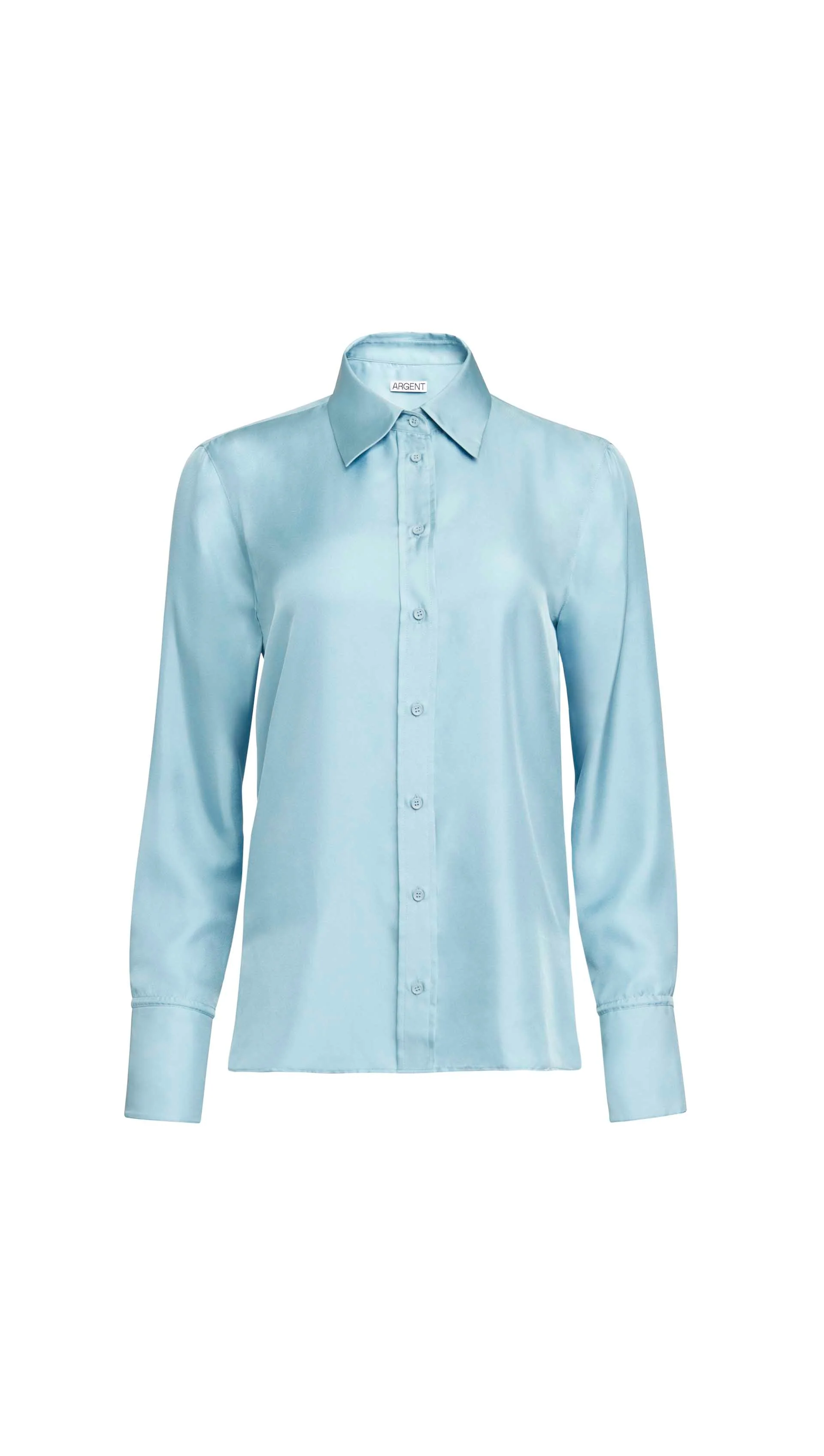 Slim Blouse in Silk Twill | Baby Blue - Image 8