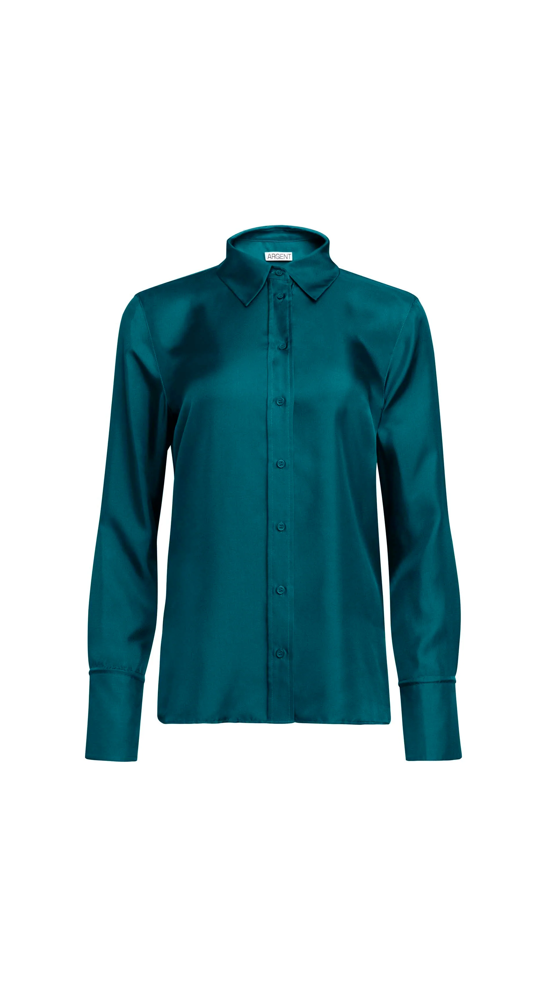 Slim Blouse in Silk Twill | Teal - Image 7