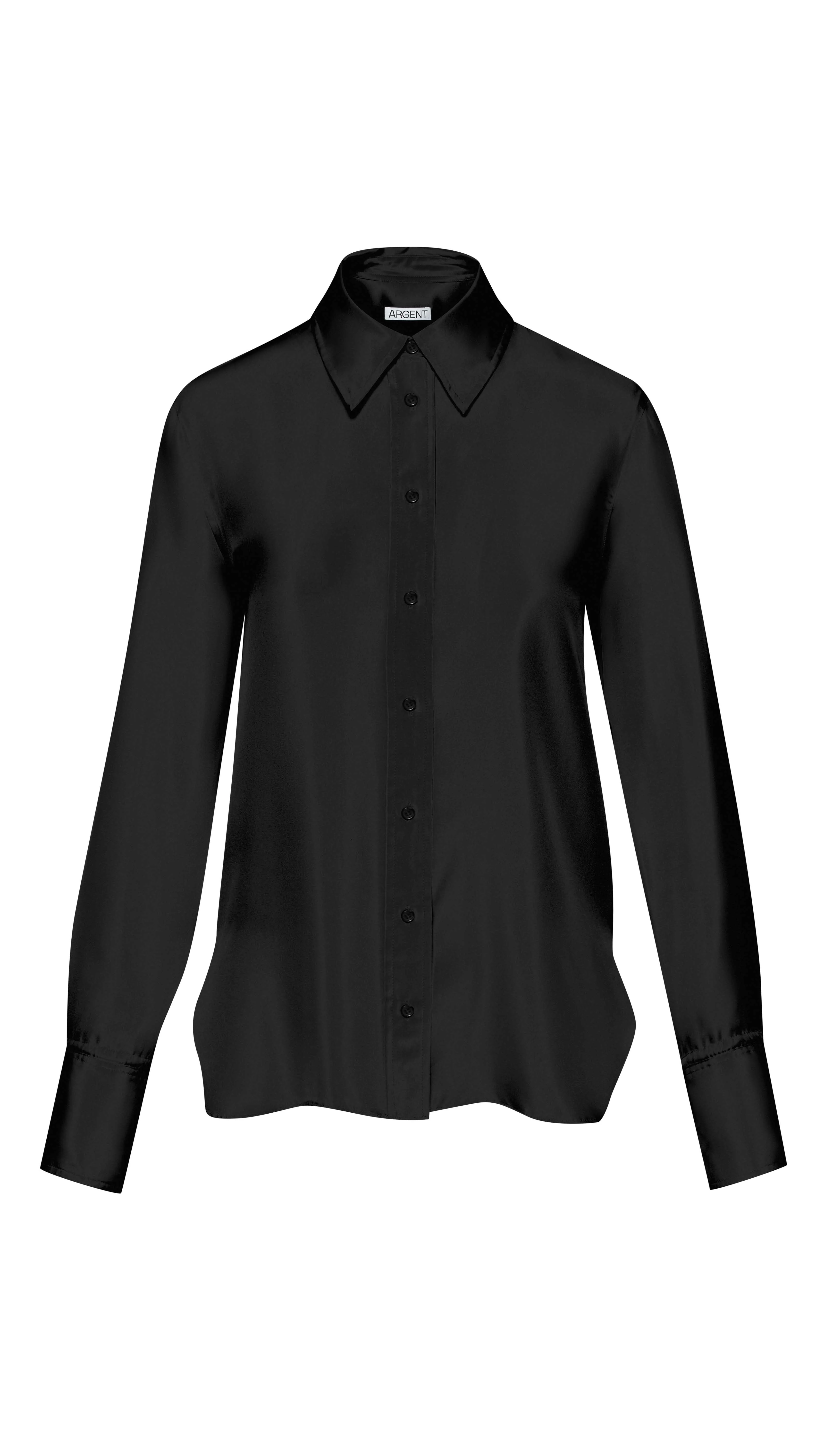 Slim Blouse in Viscose Satin | Black - Image 6