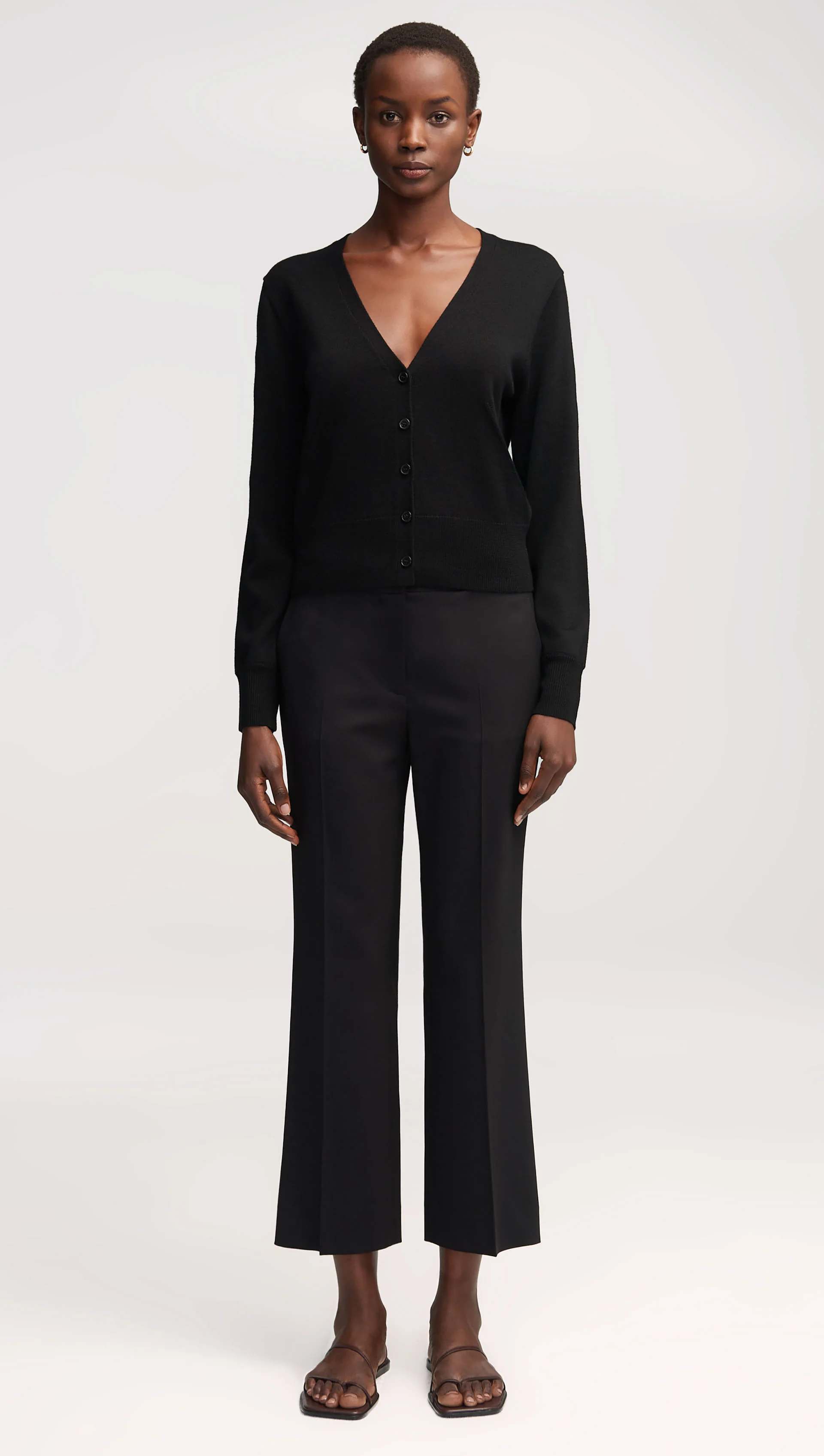 Slim Kick Flare Trouser in Seasonless Wool | Black - Image 3