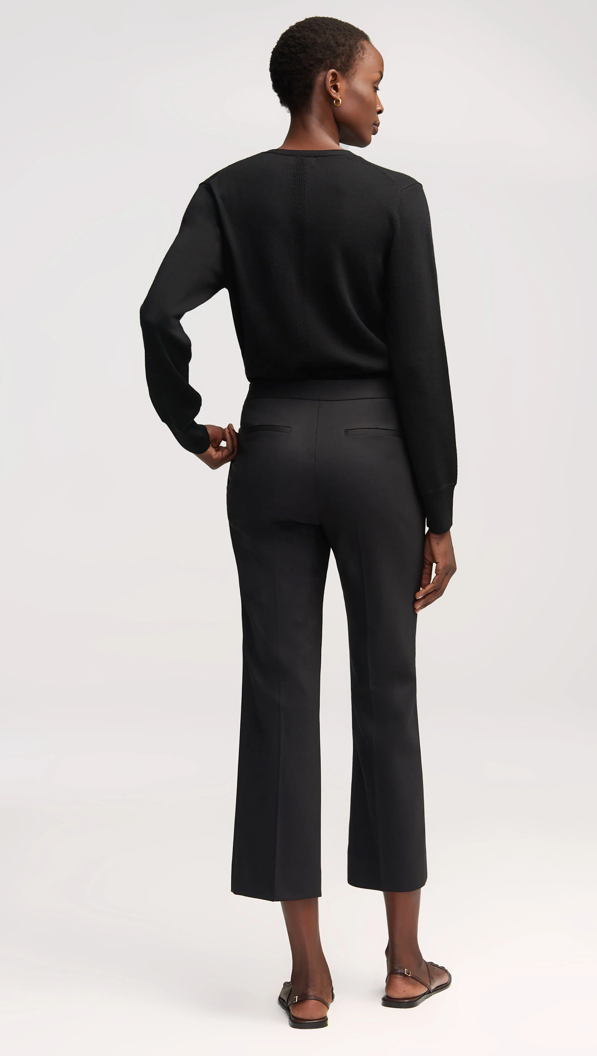 Slim Kick Flare Trouser in Seasonless Wool | Black - Image 4