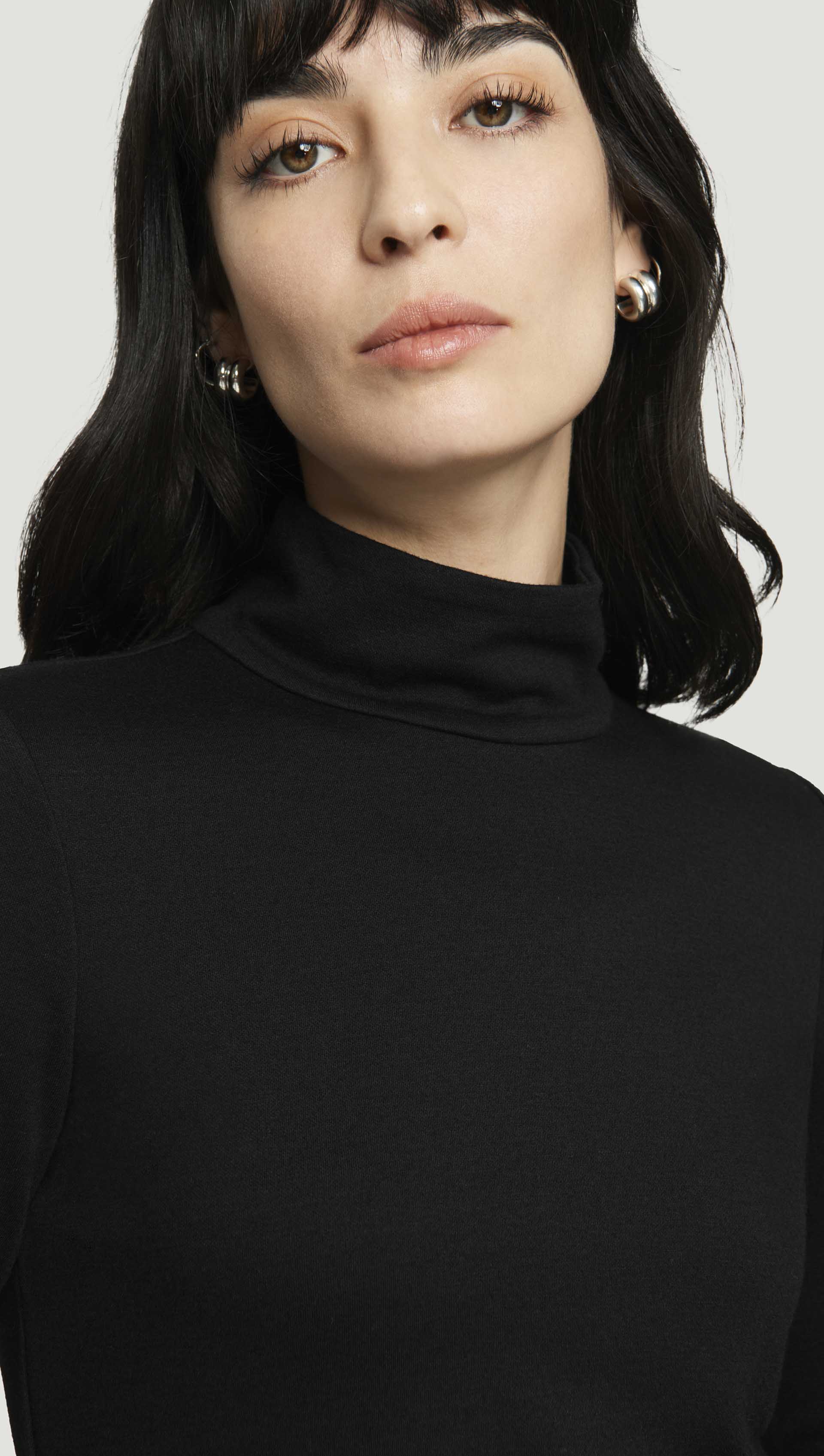 Skinny Turtleneck in Wool Jersey | Black - Image 2