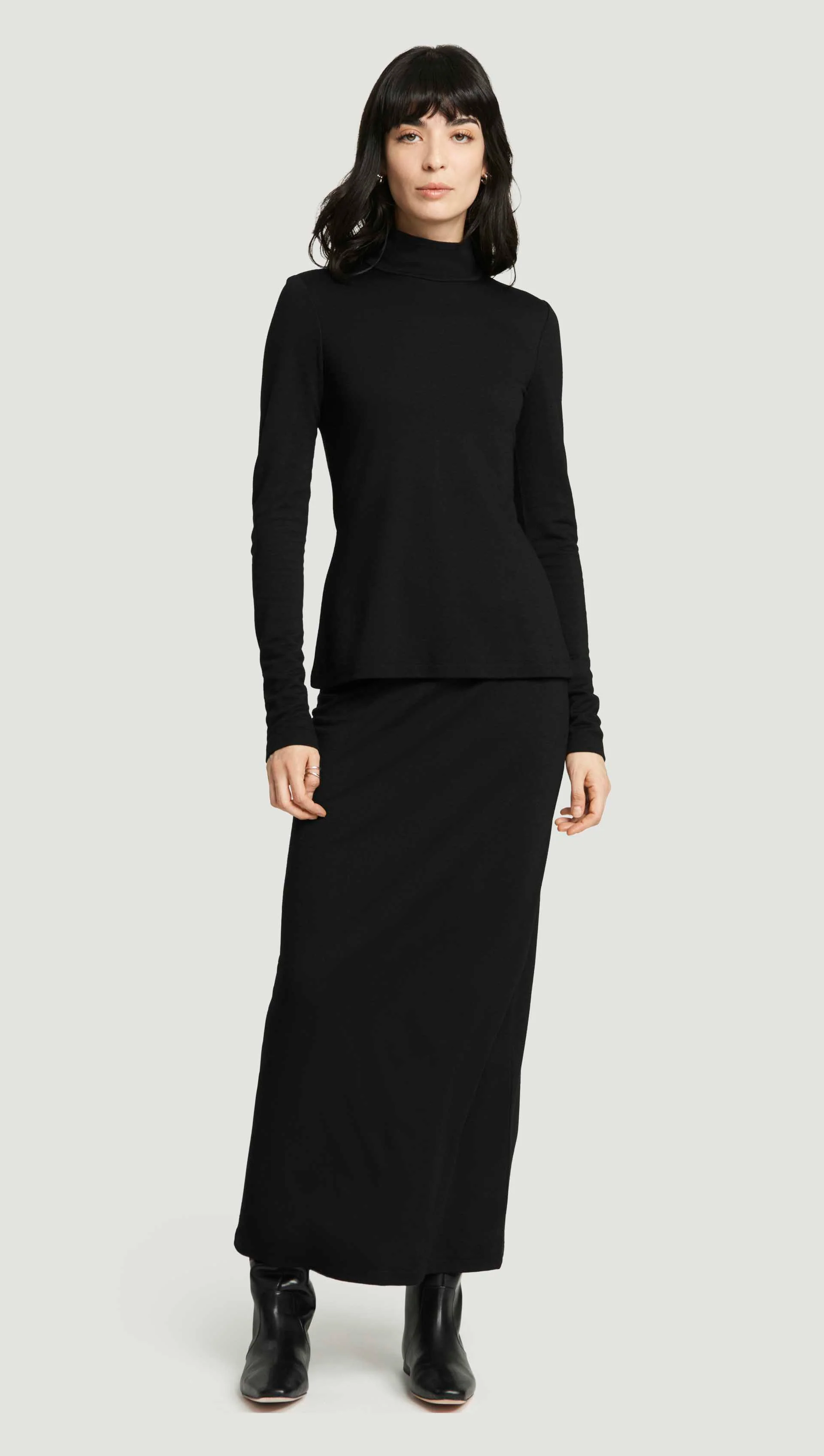 Skinny Turtleneck in Wool Jersey | Black - Image 3